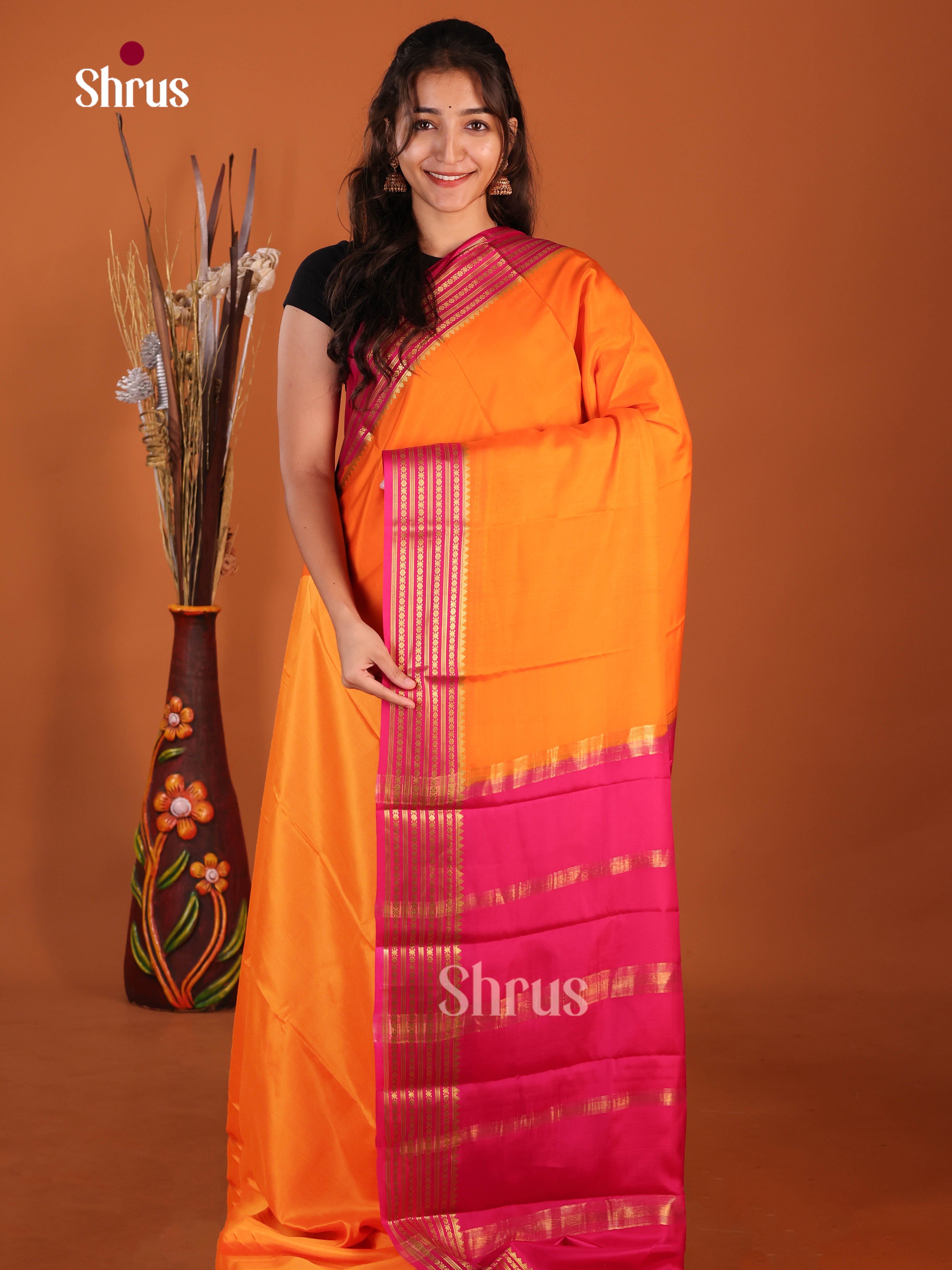 orange red Mysore Silk Saree