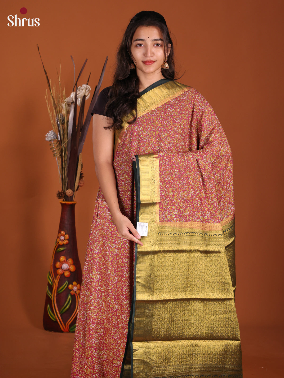 Red & Green - Semi Mysoresilk Saree - Shop on Shrus.com