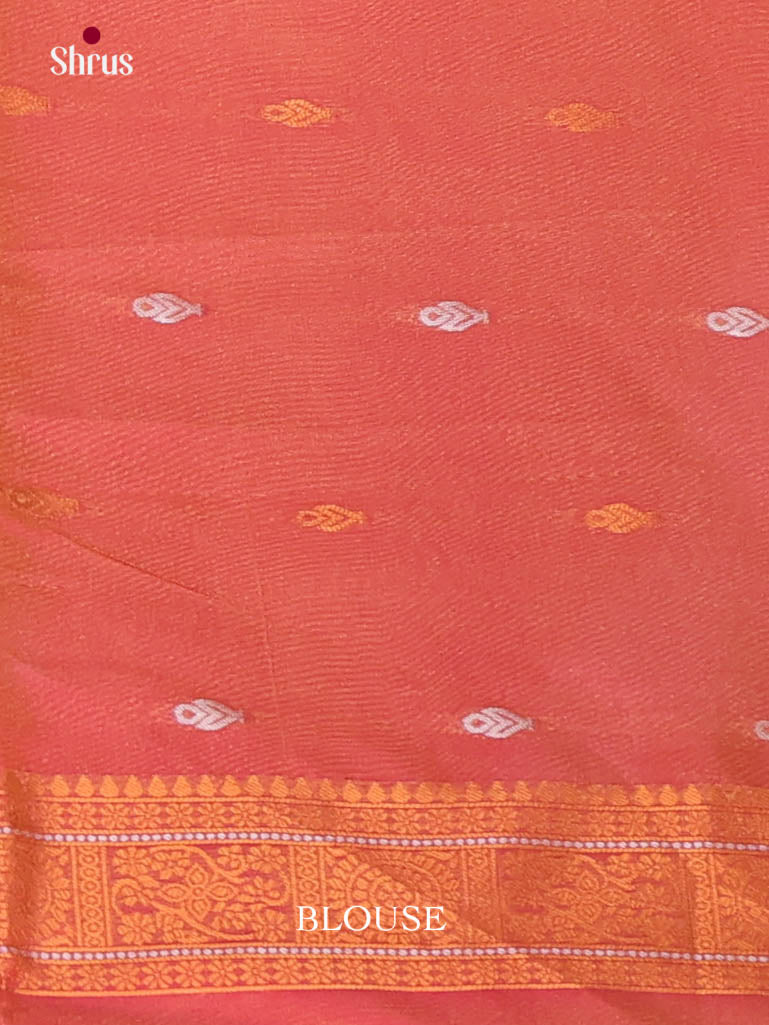 Green & Orange- Semi Softsilk Saree