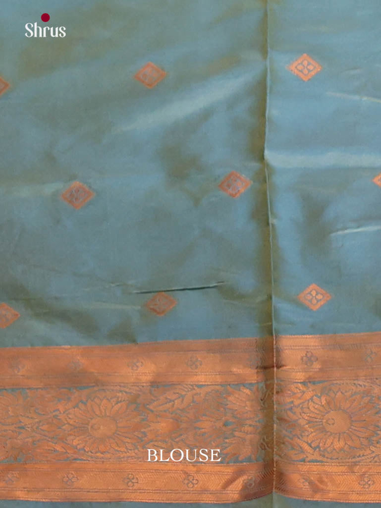 Orange & Pastel Green - Semi Softsilk Saree