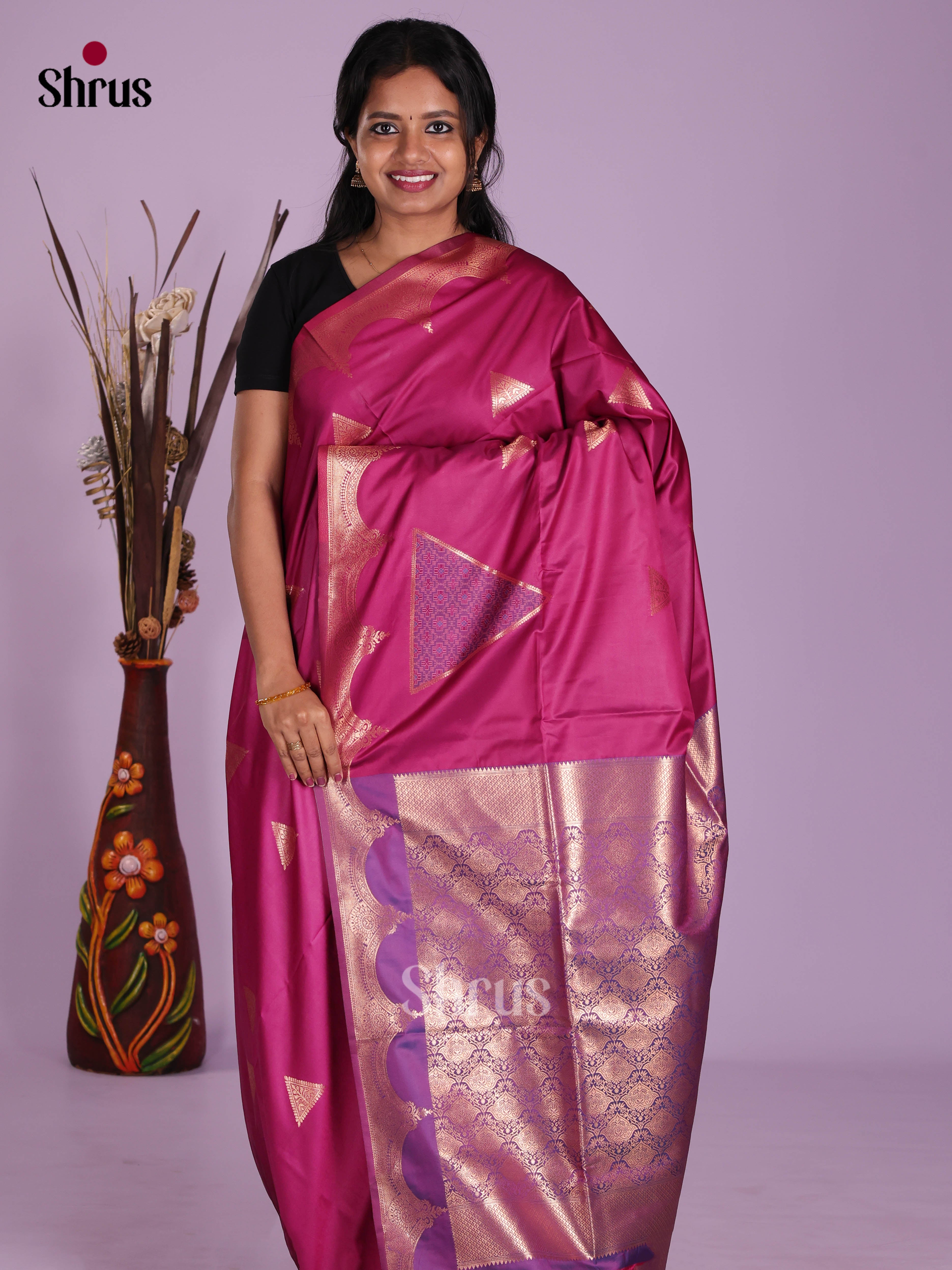 Majenta & Purple- Semi Softsilk Saree