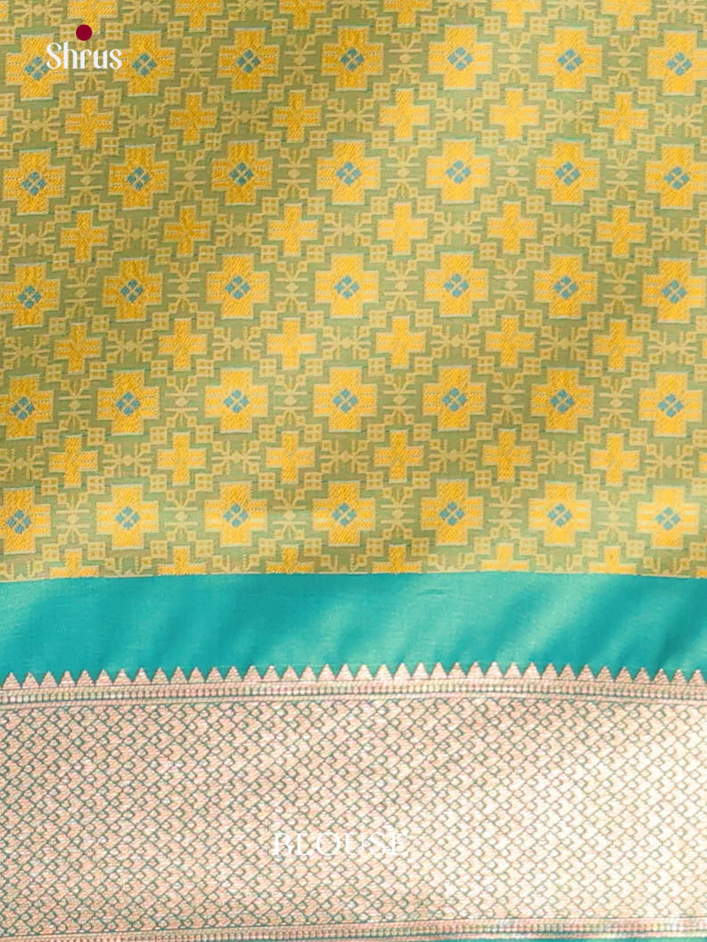 Lime Green & Green - Semi Softsilk Saree