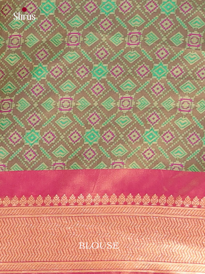 Light green & Orangish Pink - Semi Softsilk Saree