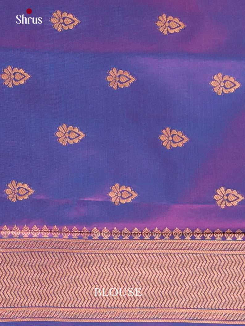 Purple & Blue - Semi Softsilk Saree