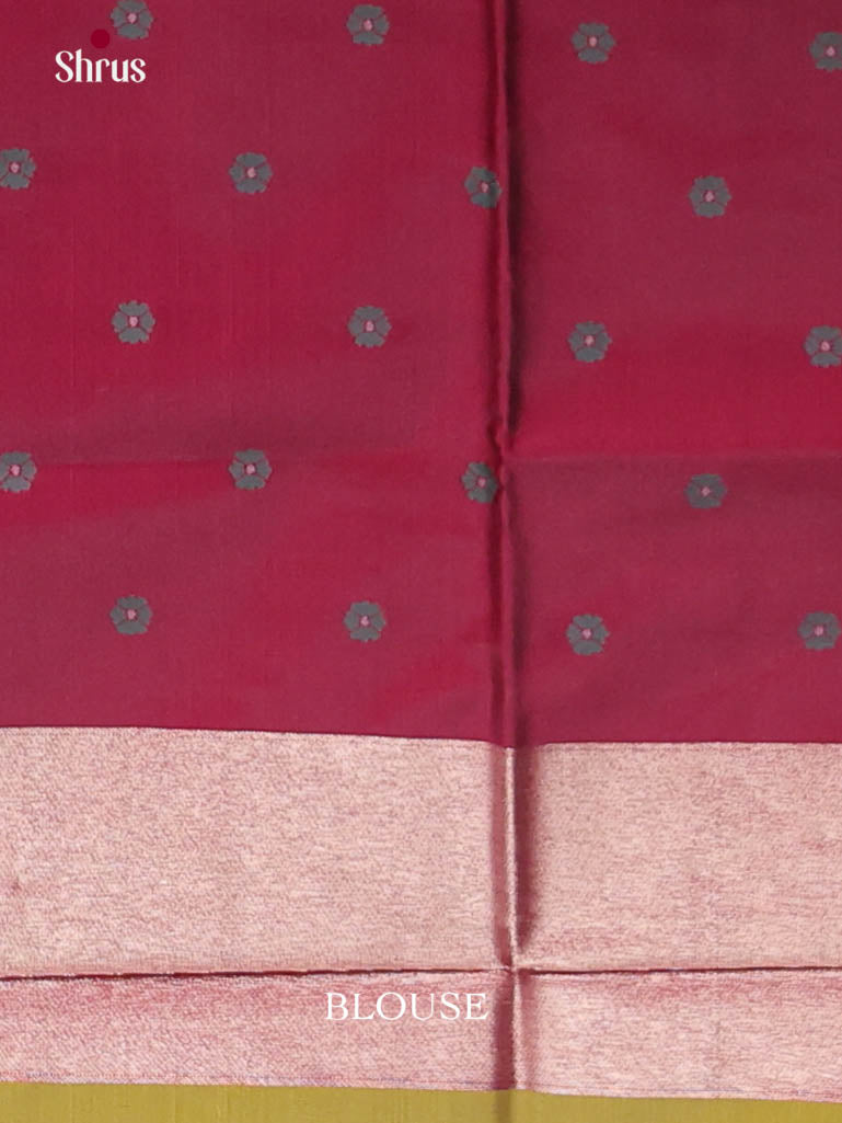 Green & Maroon - Semi Softsilk Saree