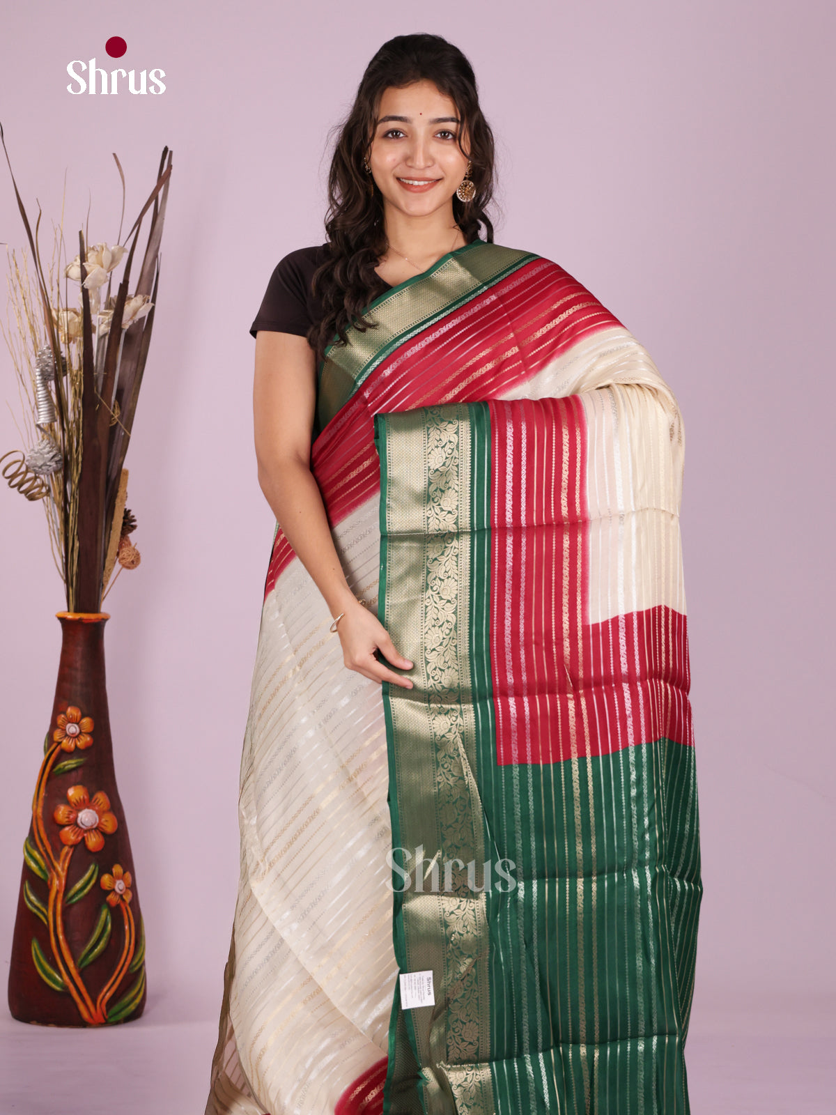 DJS24002 - Semi Mysoresilk Saree - Shop on Shrus.com
