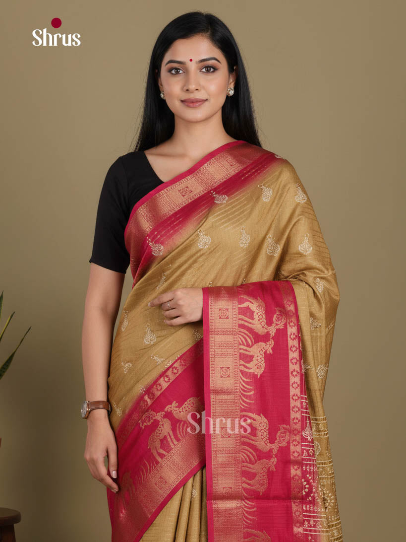 Chutney Green & Maroon - Semi Dola silk Saree