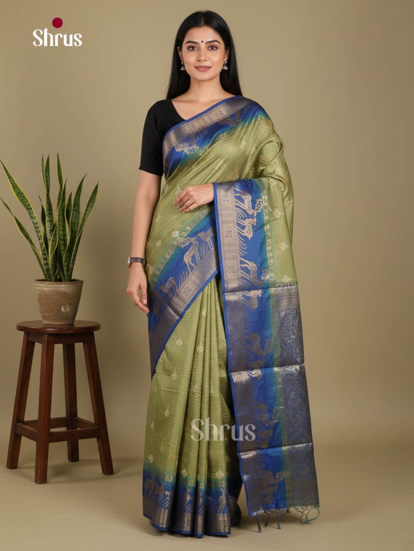 Green & Blue - Semi Dola silk Saree