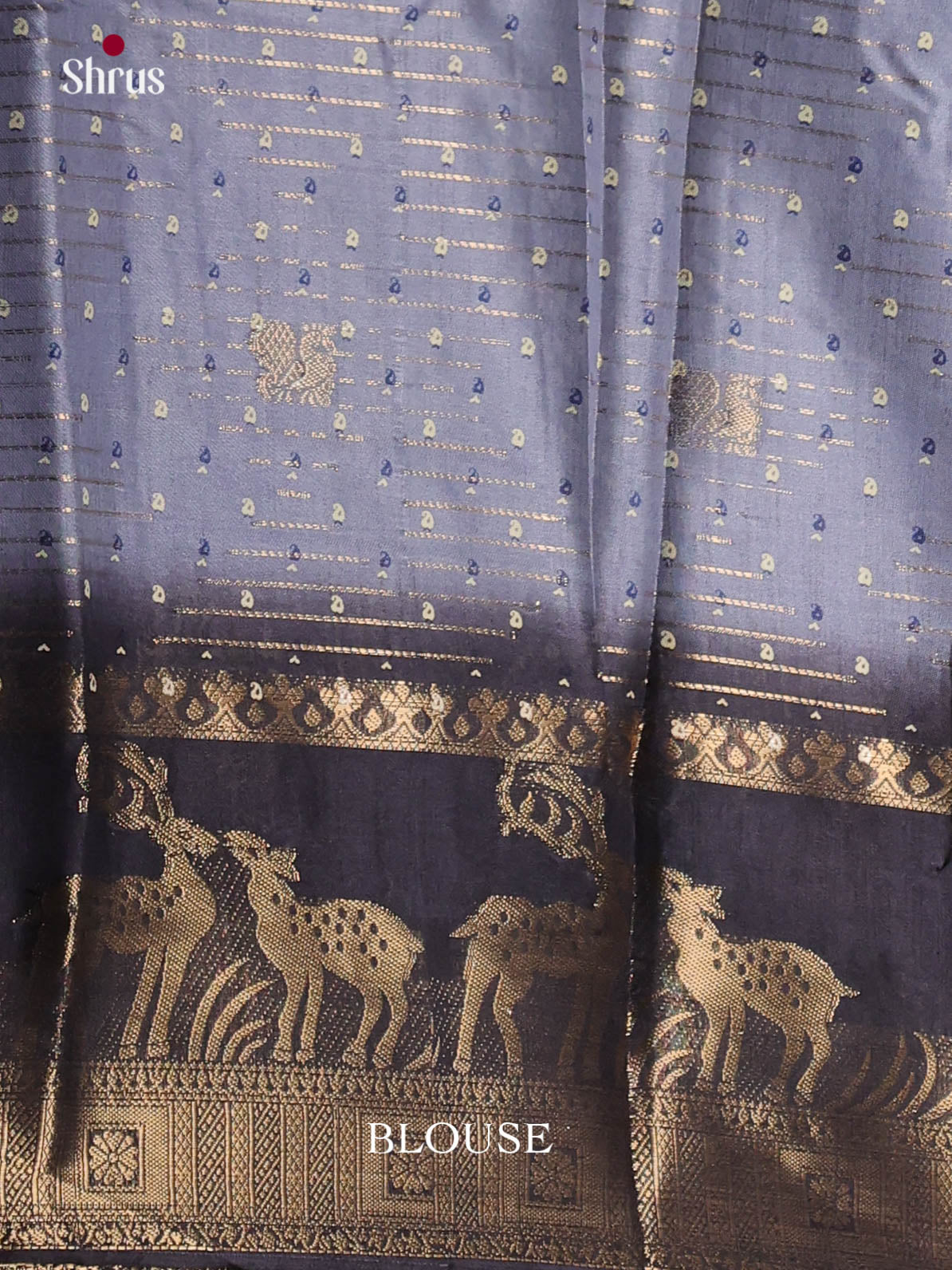 Grey & Blue- Semi Dola silk Saree