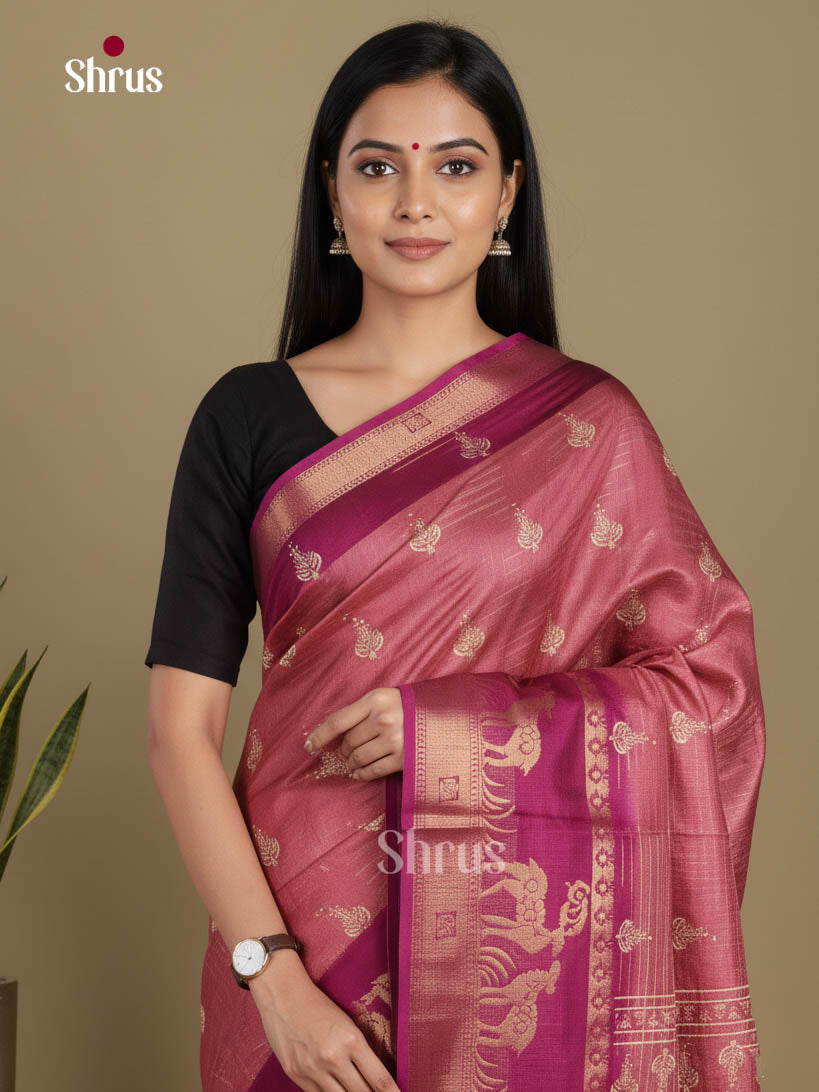 Onion Peel & Maroon - Semi Dola silk Saree