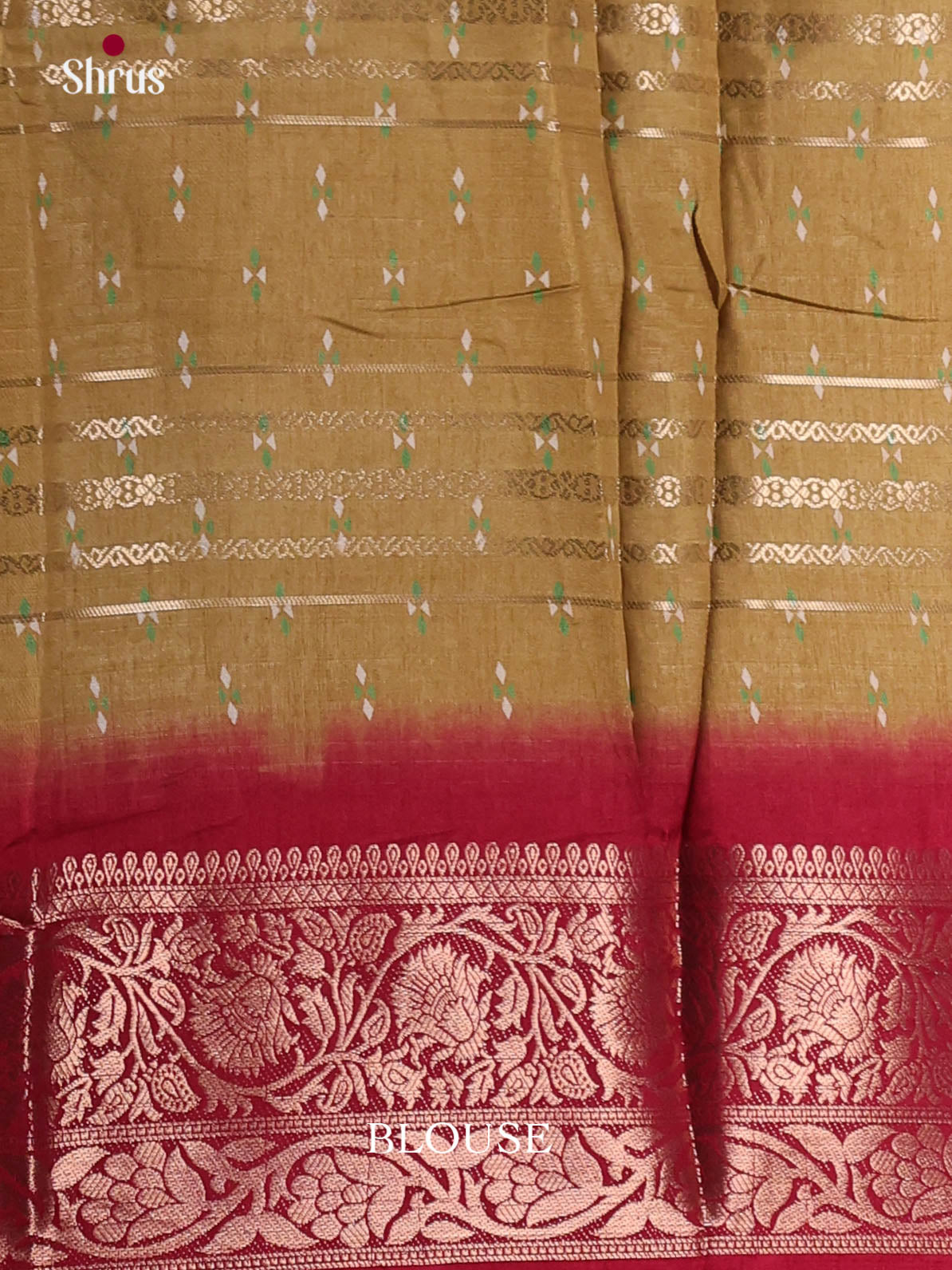 Mehandi & Maroon - Semi Dola silk Saree
