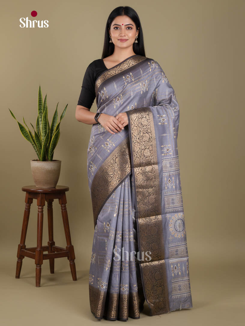 Grey- Semi Dola silk Saree