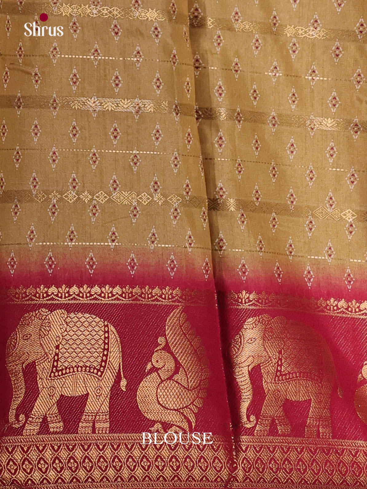 Gold & Maroon- Semi Dola silk Saree - Shop on Shrus.com