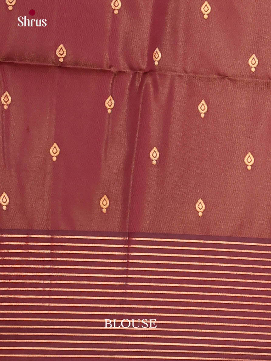 Orange & Maroon - Semi Softsilk Saree