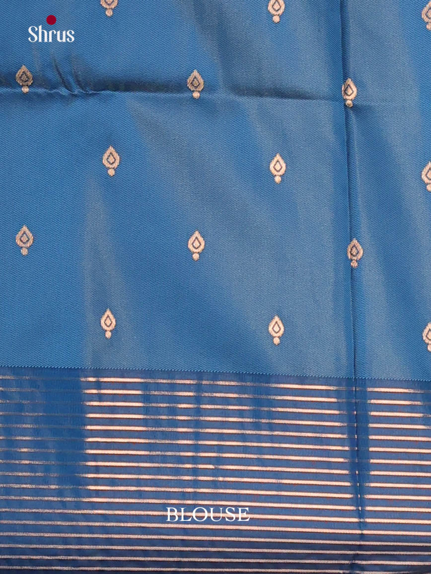 double Shaded Green & Blue - Semi Softsilk Saree