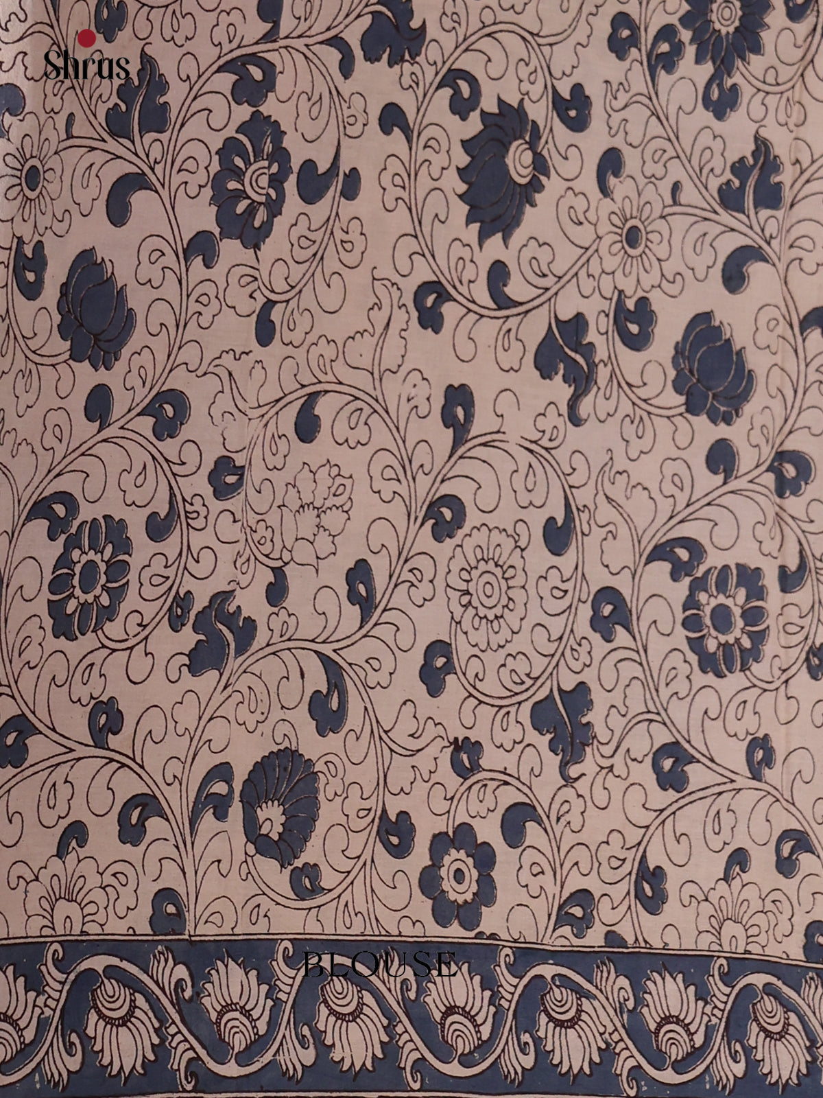 Cream & Blue - kalamkari-cotton Saree