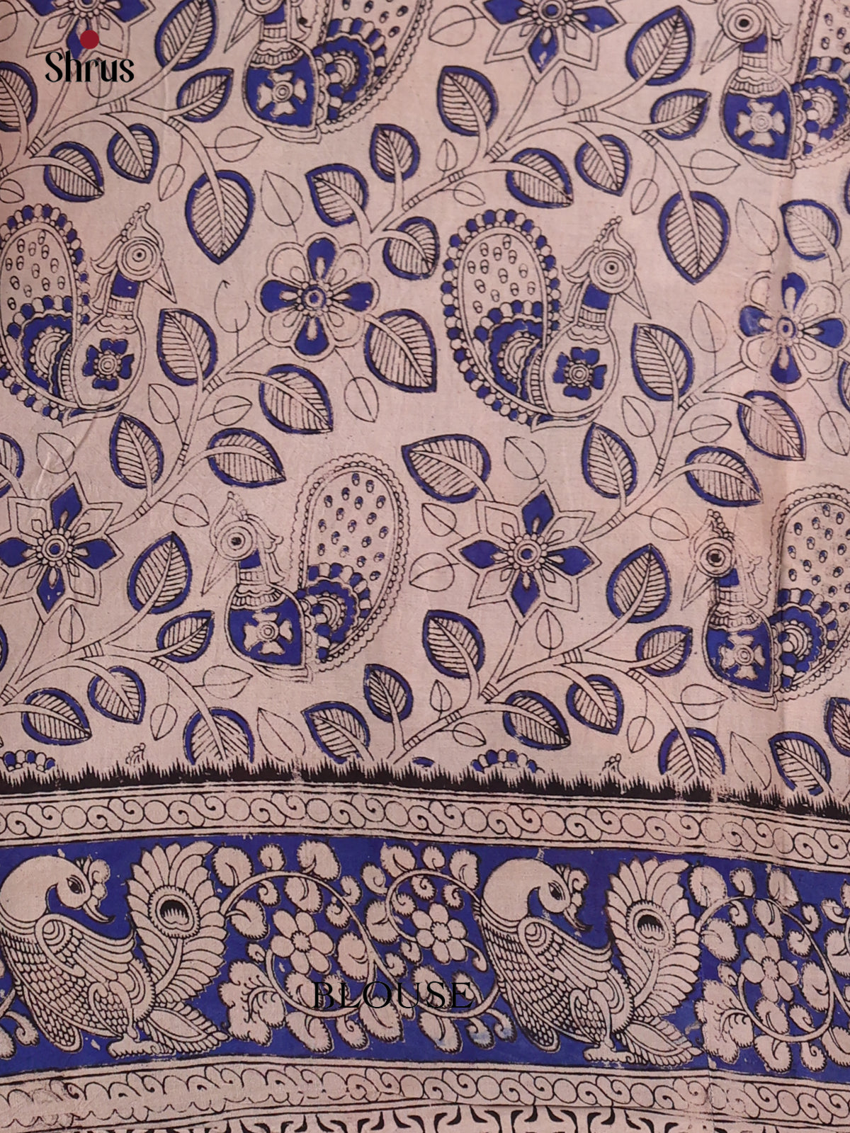 Orange & Blue - kalamkari-cotton Saree