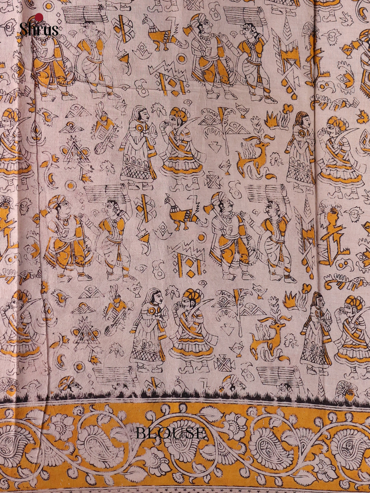 Brown & Blue - kalamkari-cotton Saree