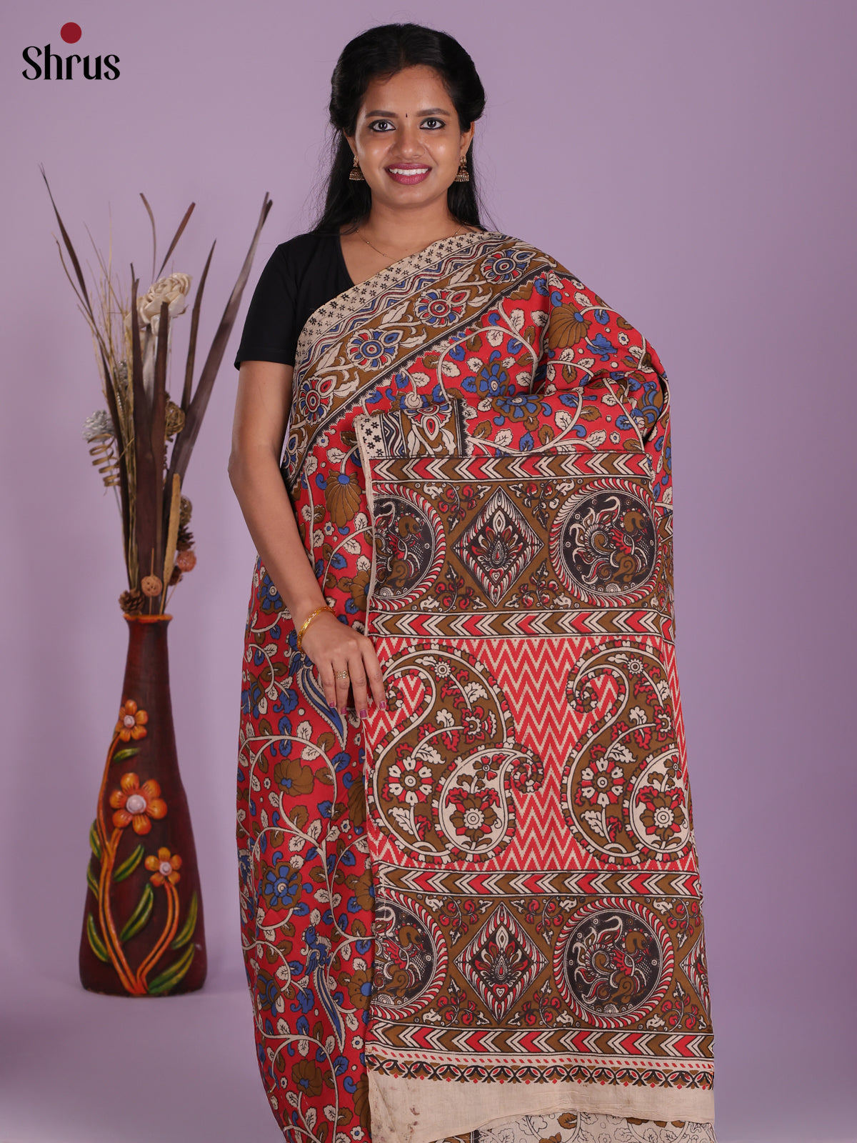 Pink & Cream - kalamkari-cotton Saree
