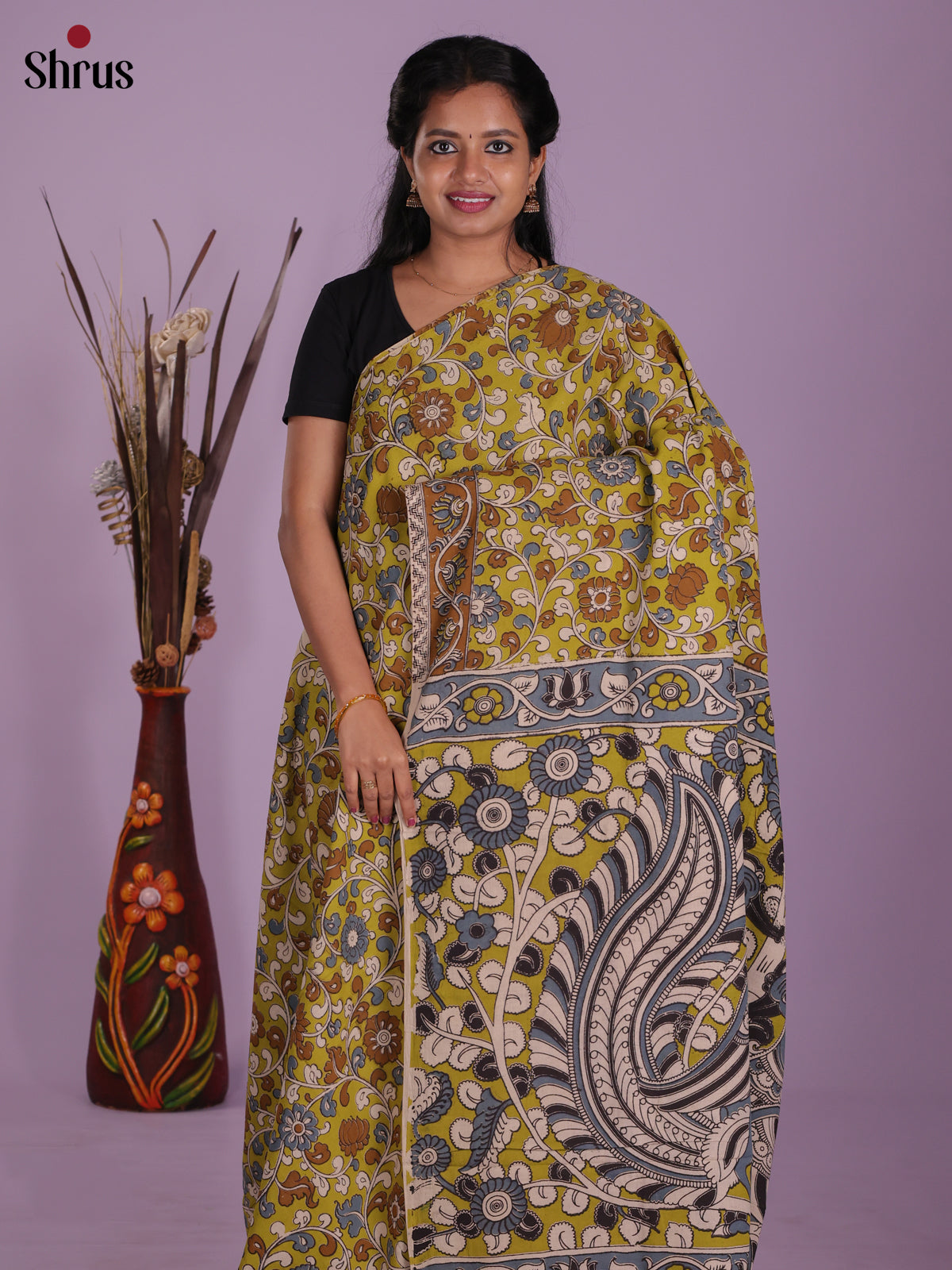 Green & Blue - kalamkari-cotton Saree