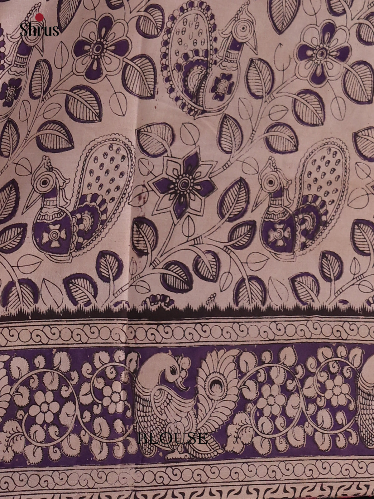 Cream & Purple - kalamkari-cotton Saree