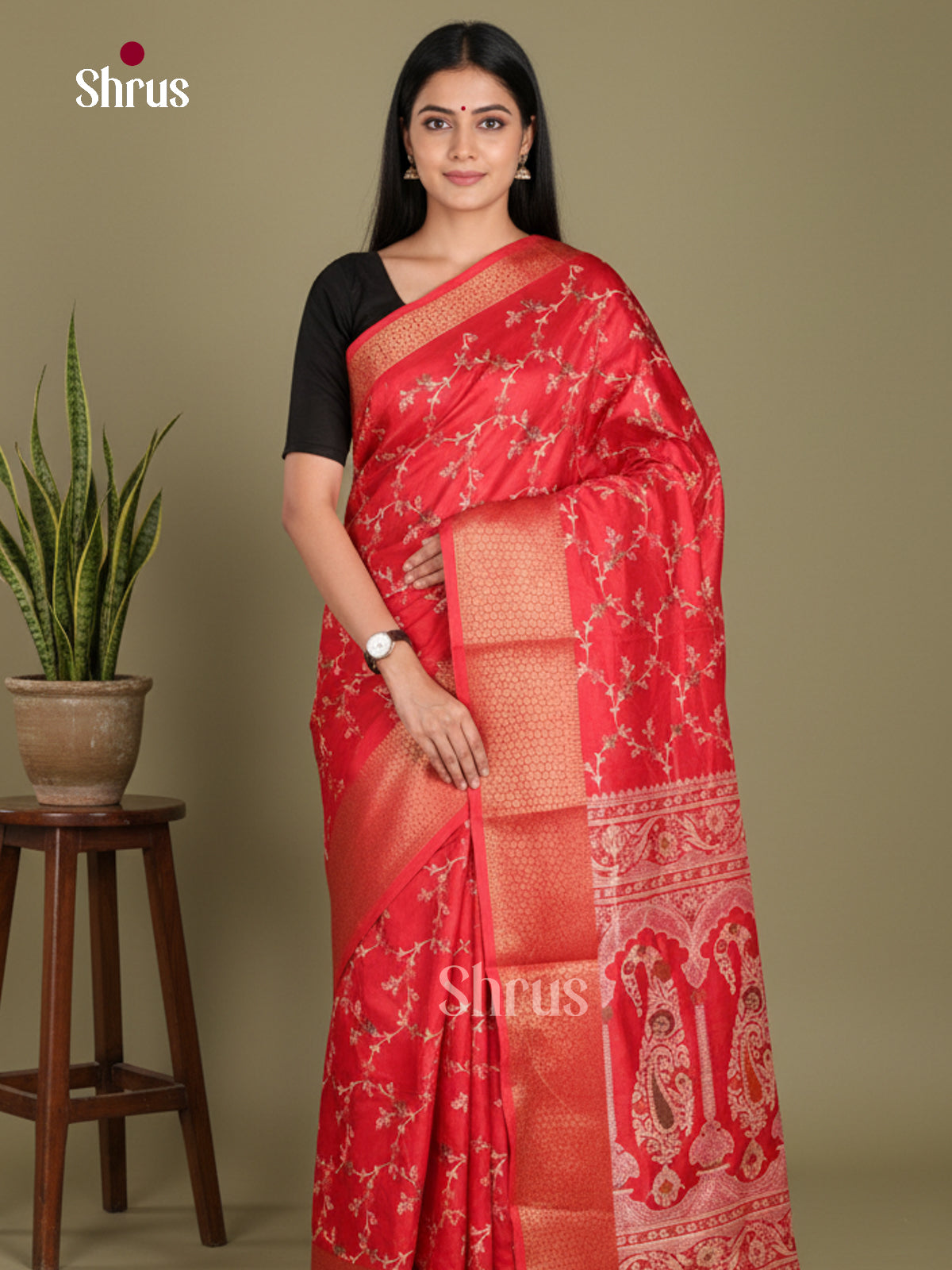 DJS24160 - Semi Crepe Saree - Shop on Shrus.com