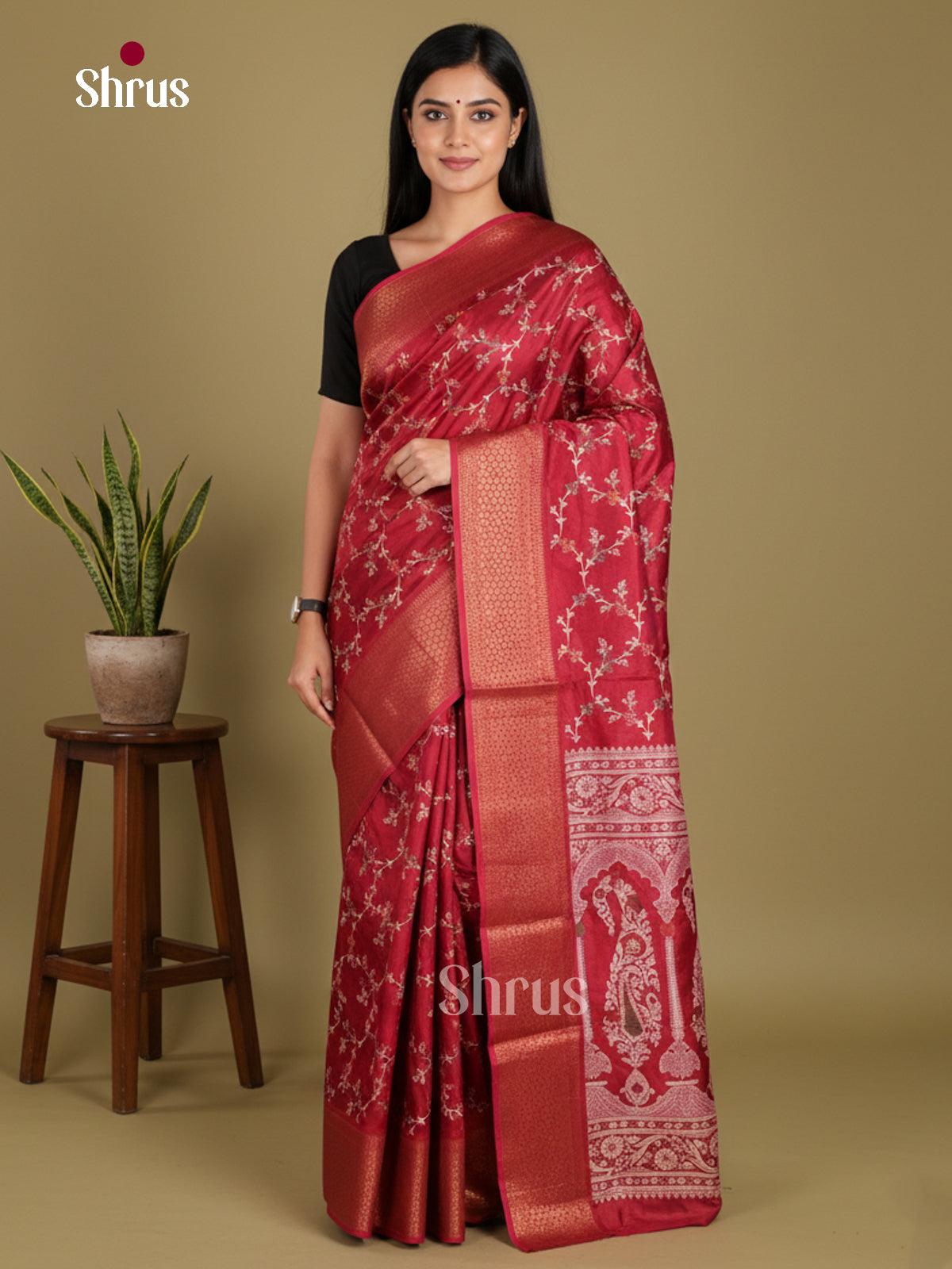 DJS24163 - Semi Crepe Saree - Shop on Shrus.com