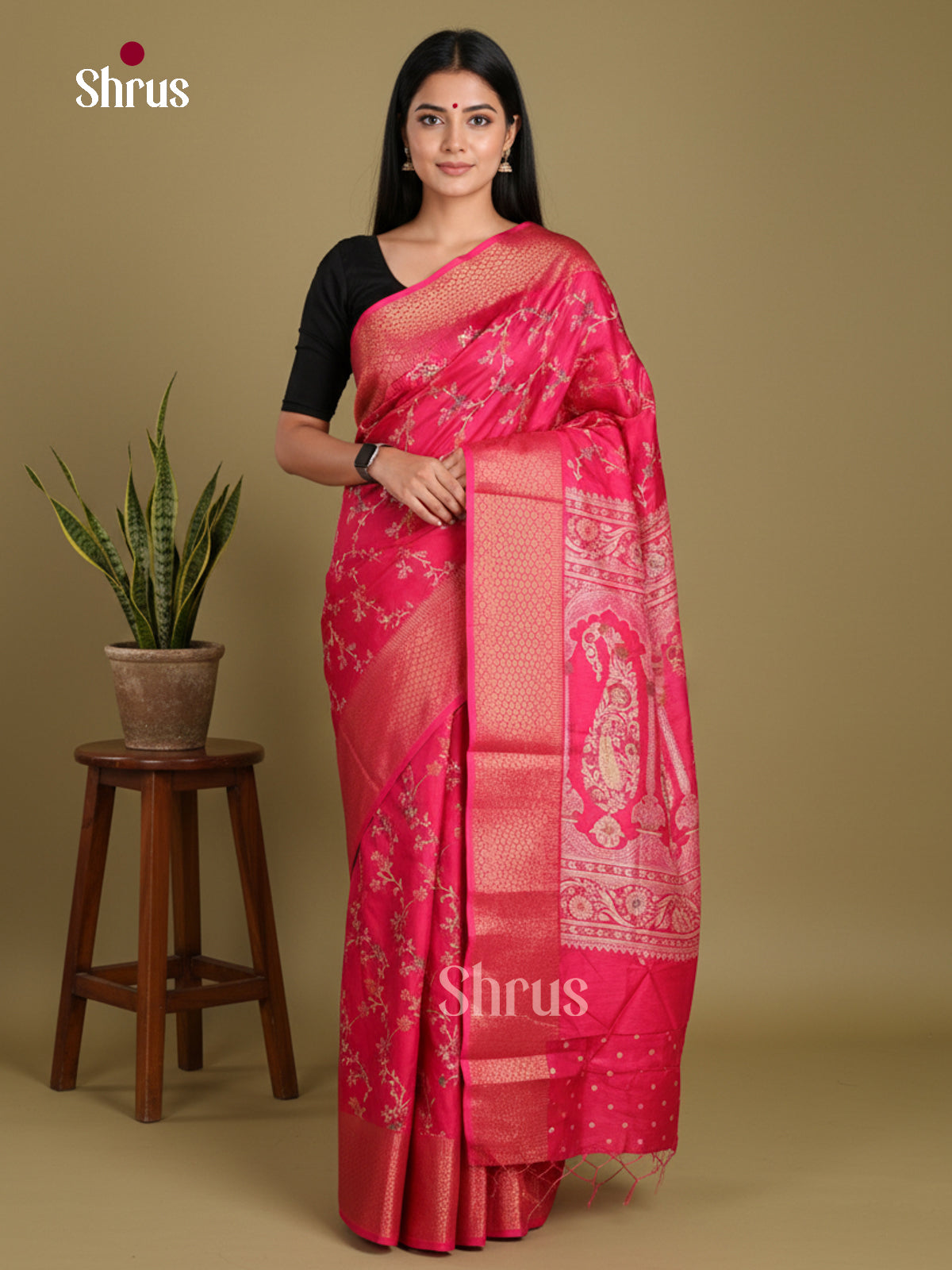 DJS24165 - Semi Crepe Saree - Shop on Shrus.com