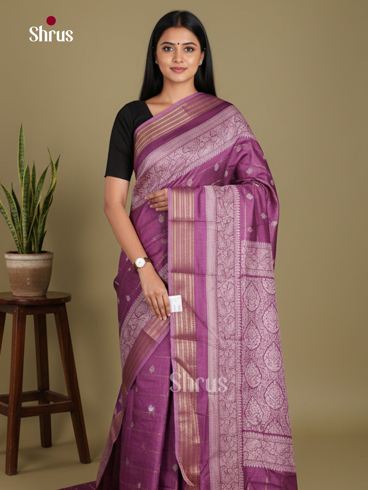 DJS24195 - Semi Crepe Saree - Shop on Shrus.com
