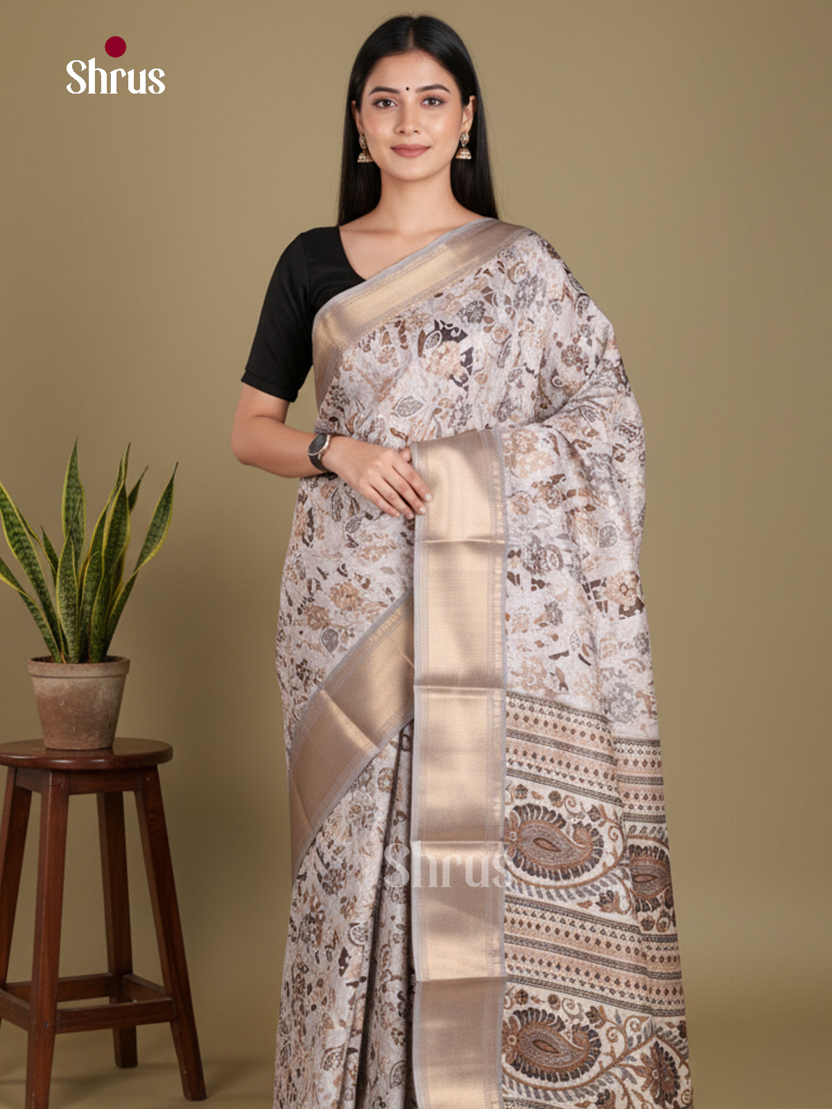 DJS24211 - Semi Crepe Saree - Shop on Shrus.com