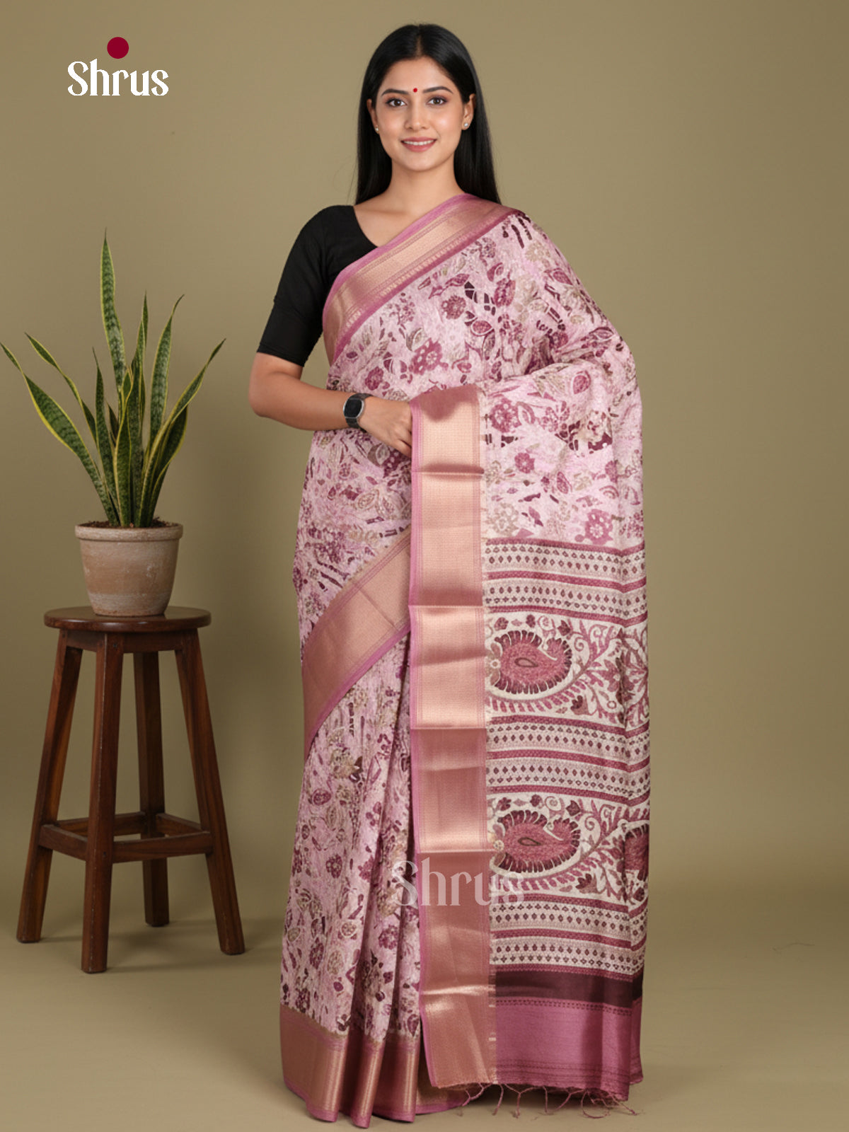 DJS24213 - Semi Crepe Saree - Shop on Shrus.com