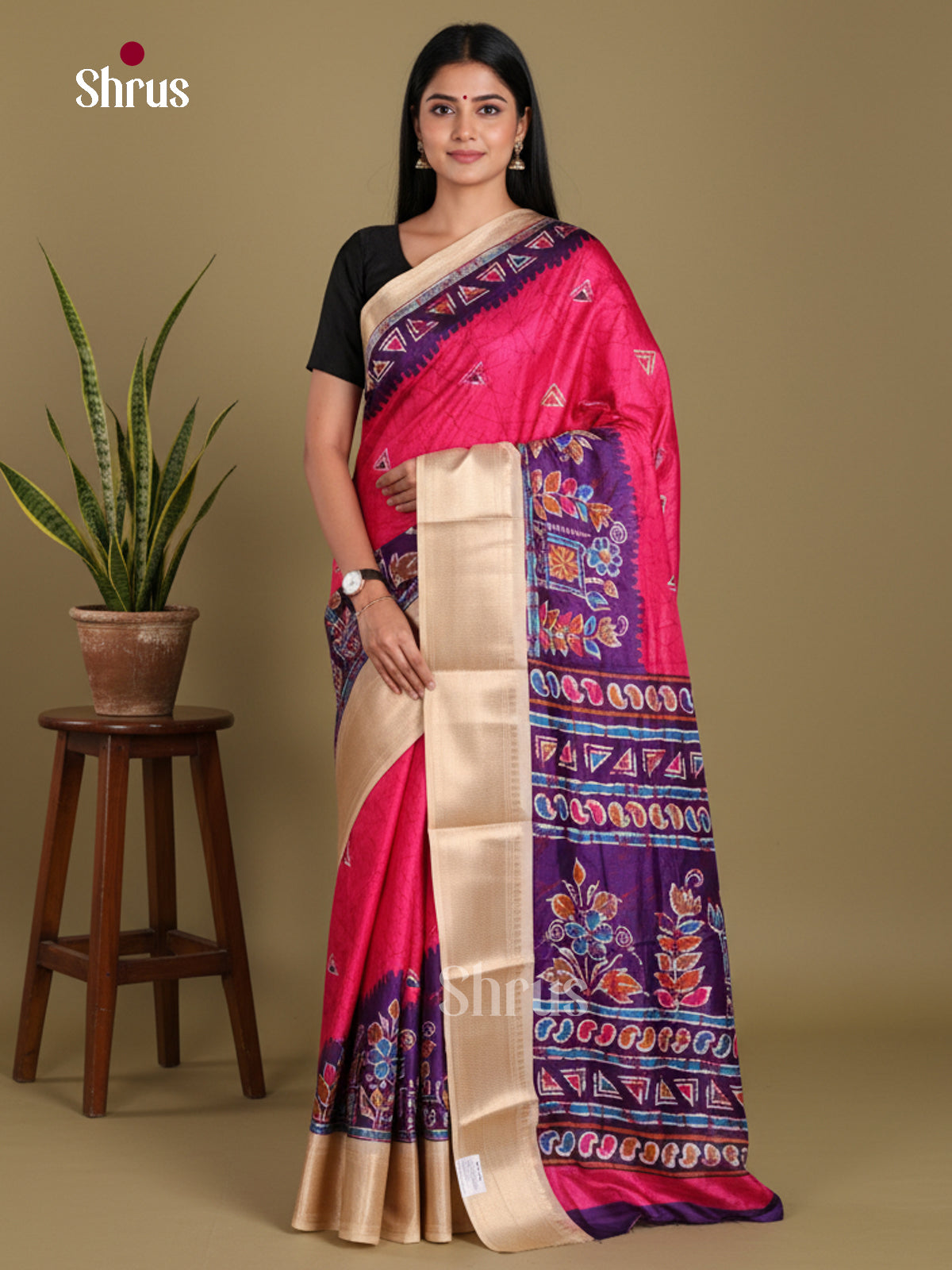 DJS24215 - Semi Crepe Saree - Shop on Shrus.com