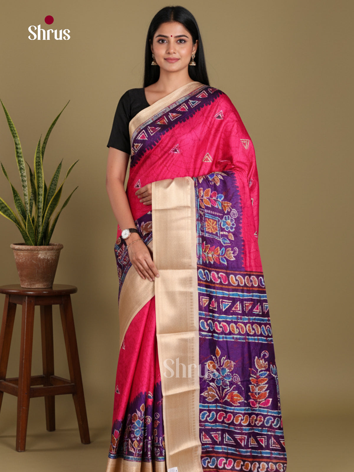 DJS24215 - Semi Crepe Saree - Shop on Shrus.com