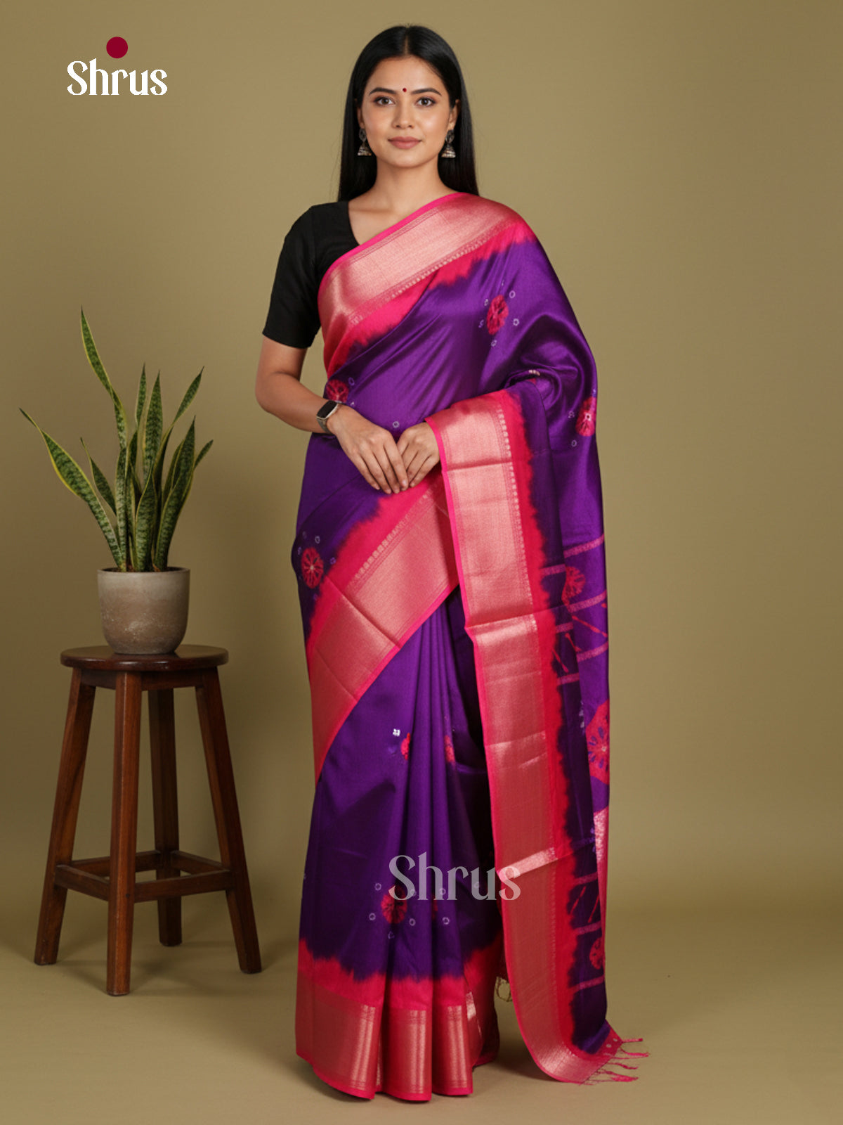 DJS24226 - Semi Crepe Saree - Shop on Shrus.com