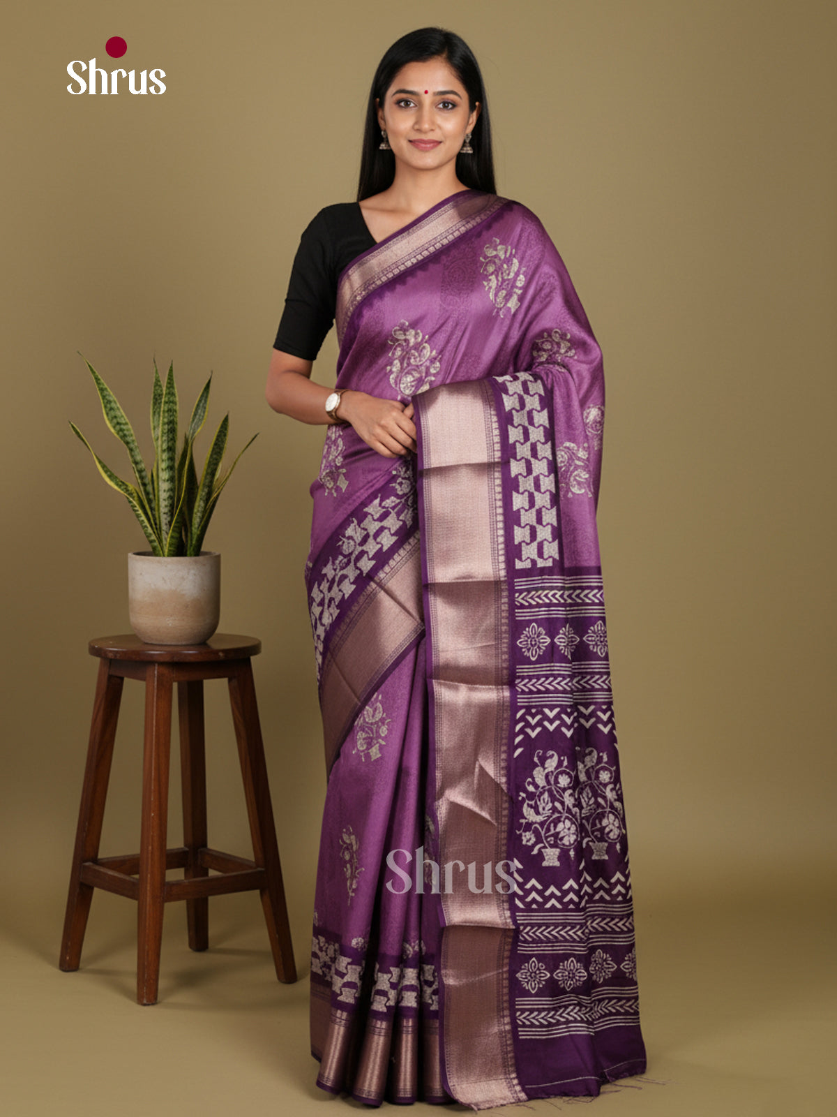 DJS24228 - Semi Crepe Saree - Shop on Shrus.com