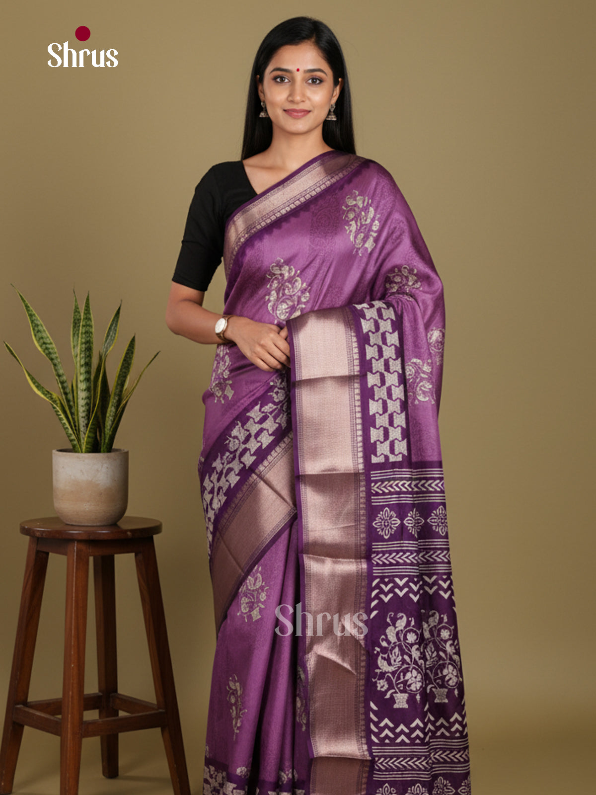 DJS24228 - Semi Crepe Saree - Shop on Shrus.com