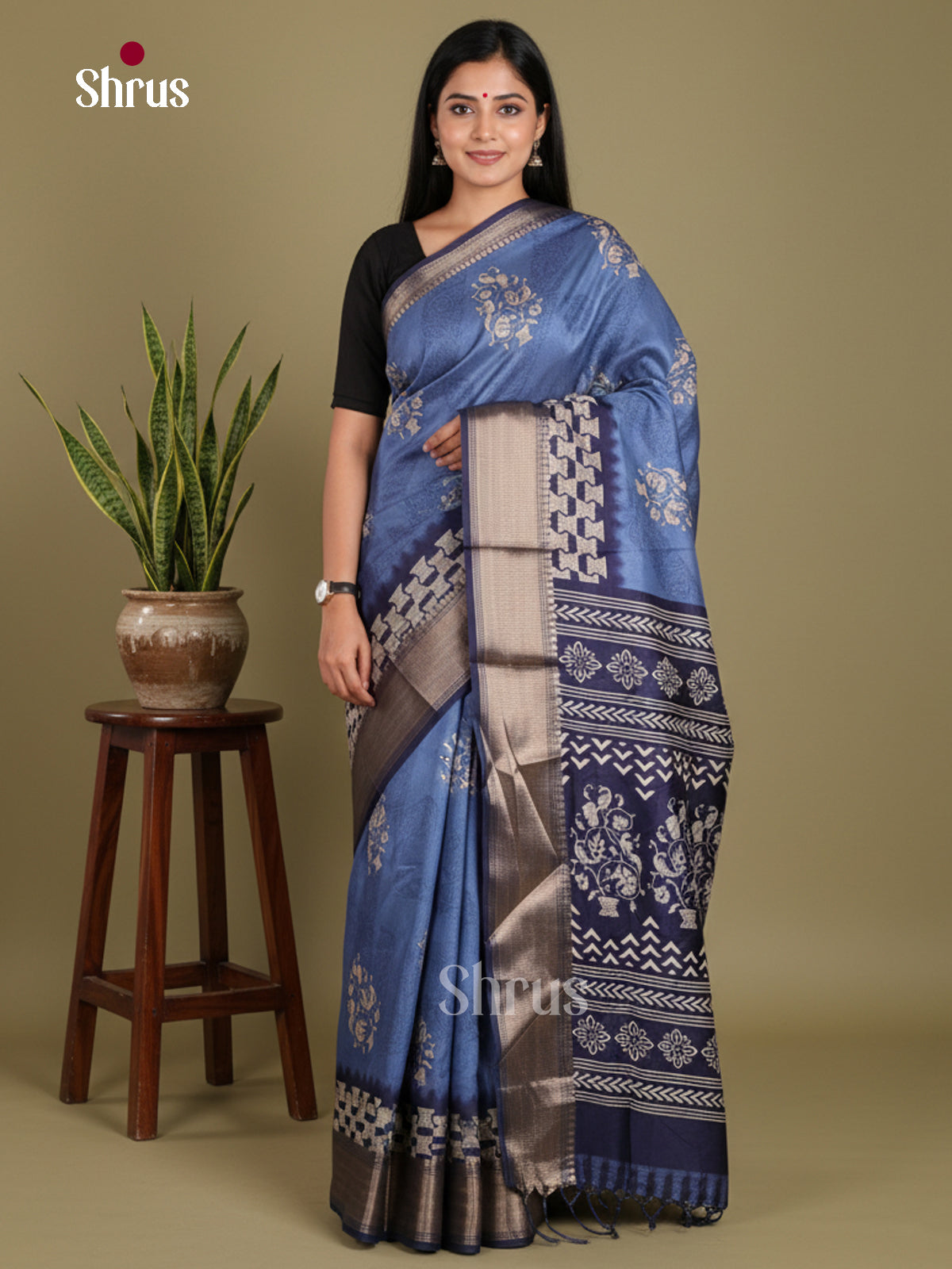 DJS24229 - Semi Crepe Saree - Shop on Shrus.com