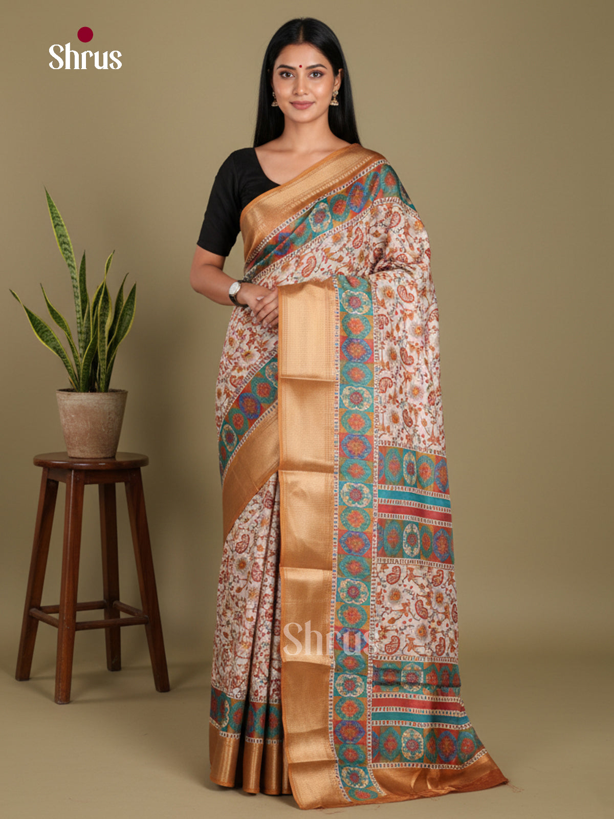 DJS24232 - Semi Crepe Saree - Shop on Shrus.com