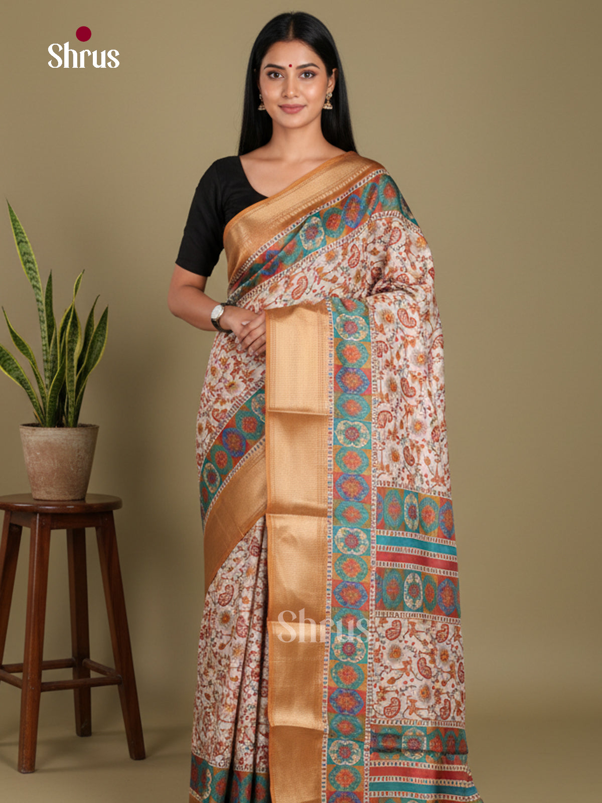 DJS24232 - Semi Crepe Saree - Shop on Shrus.com