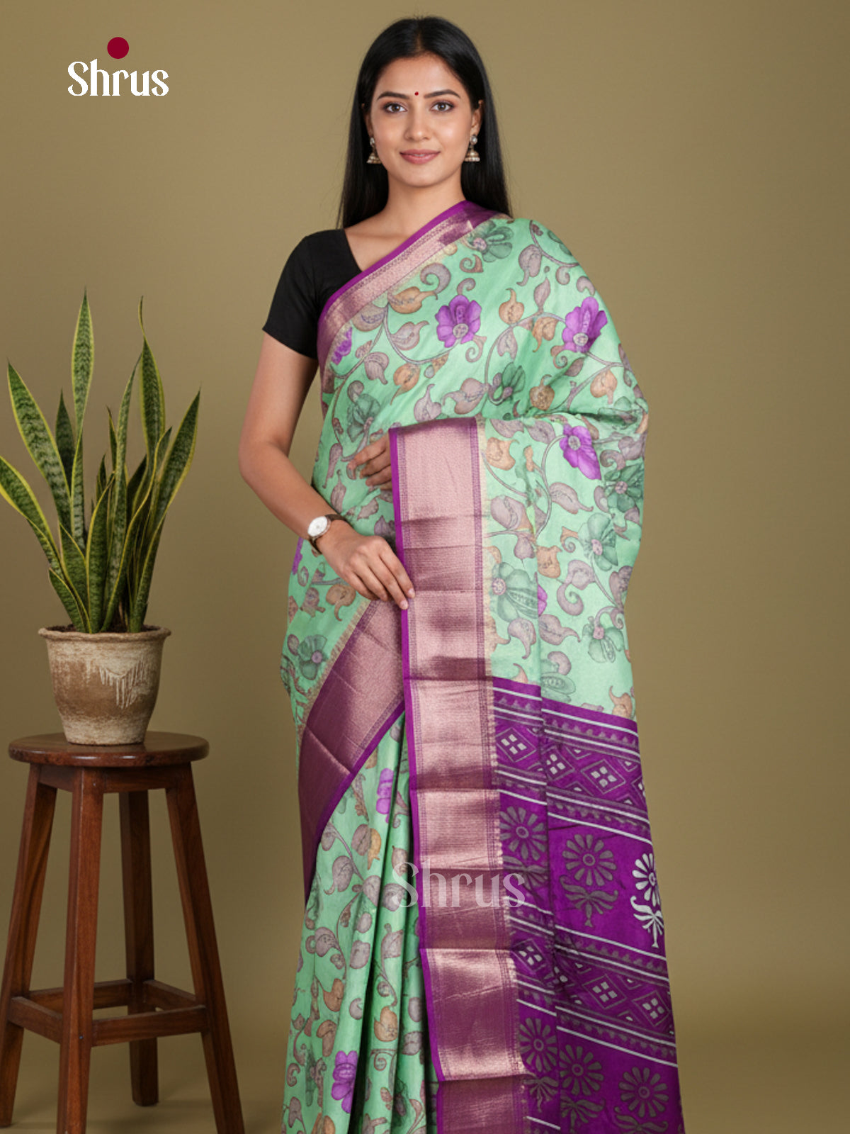 DJS24238 - Semi Crepe Saree - Shop on Shrus.com