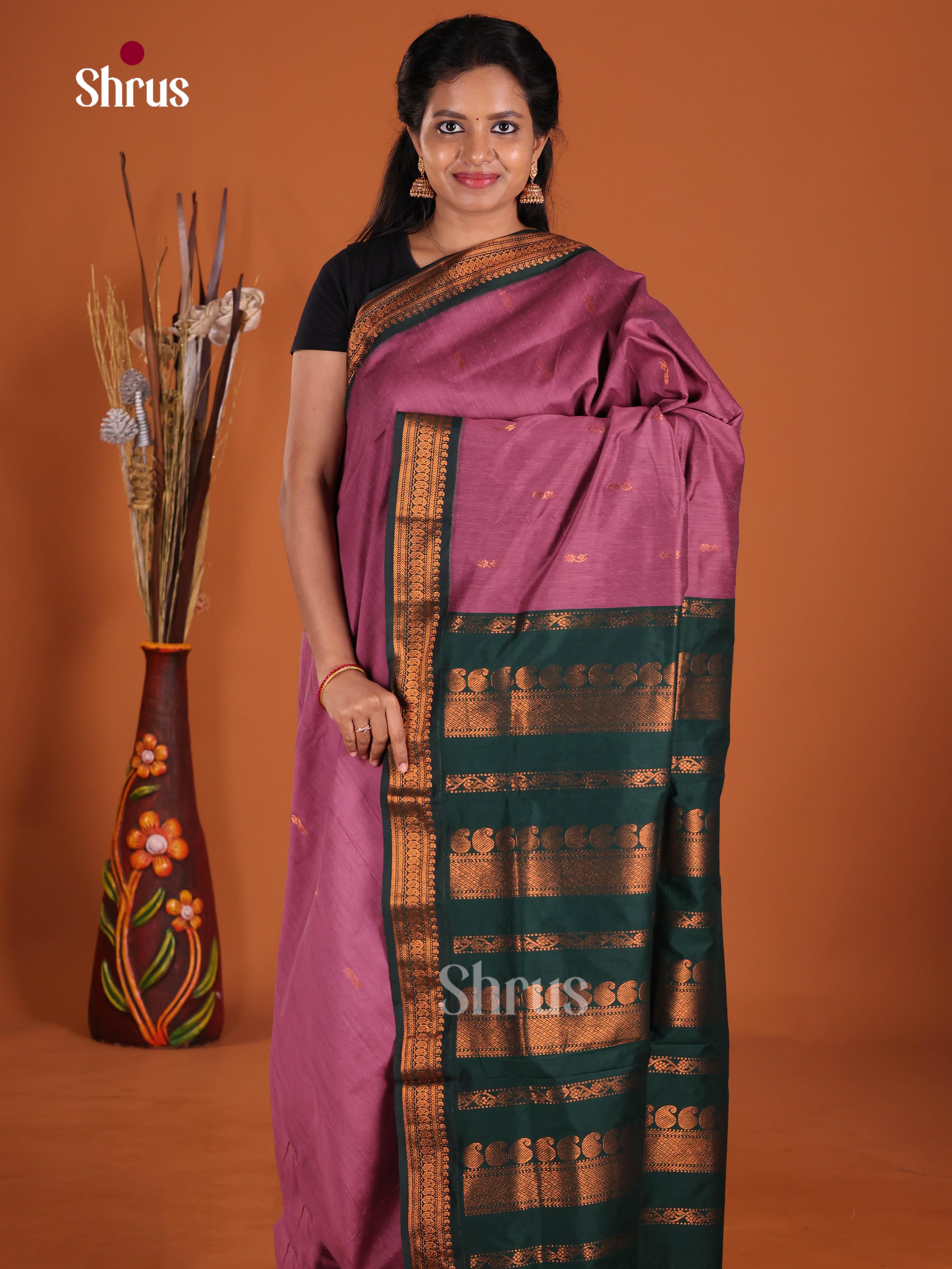 Purple & Green - Kalyani Cotton Saree