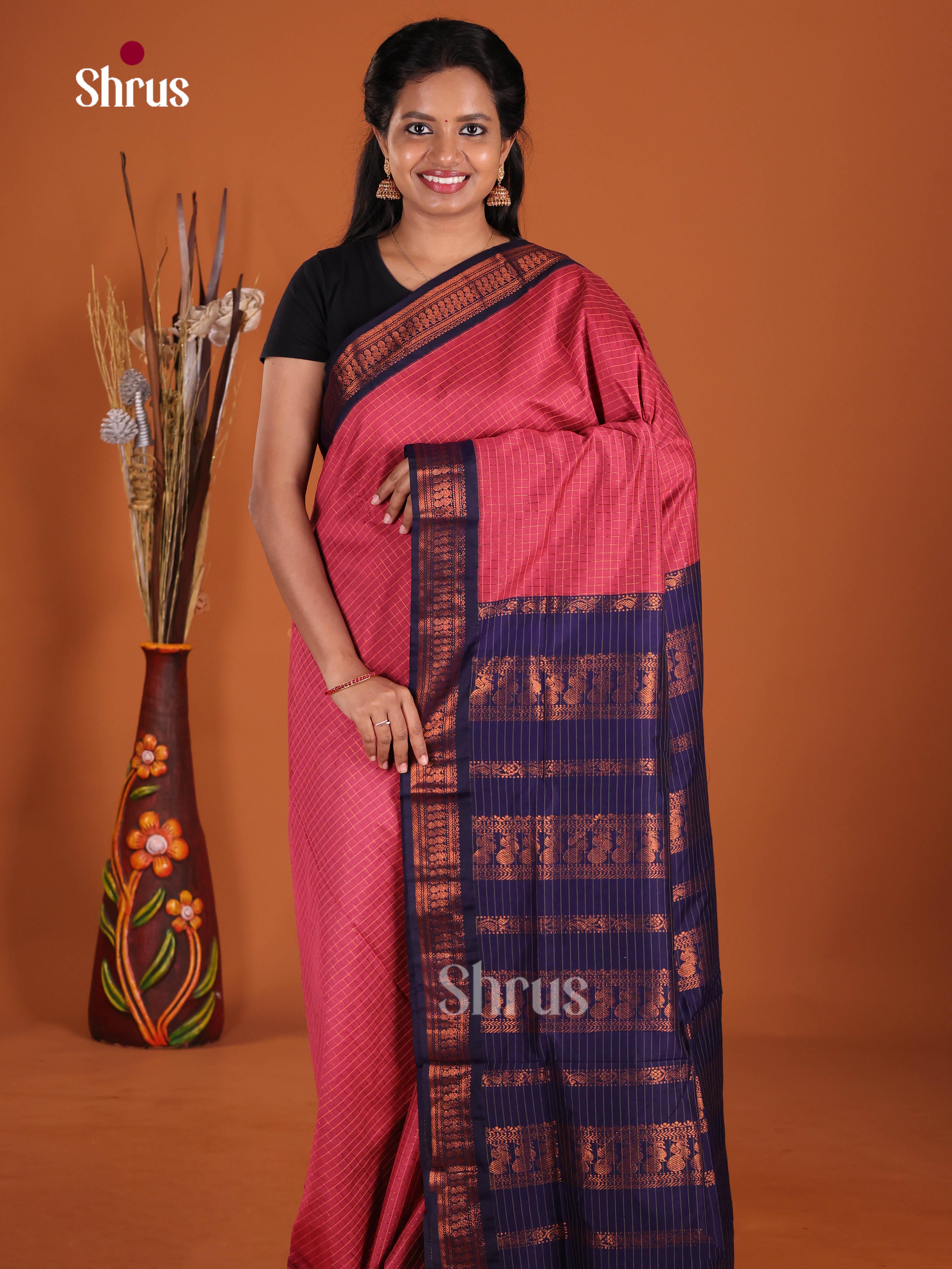 Red & Blue- Kalyani Cotton Saree