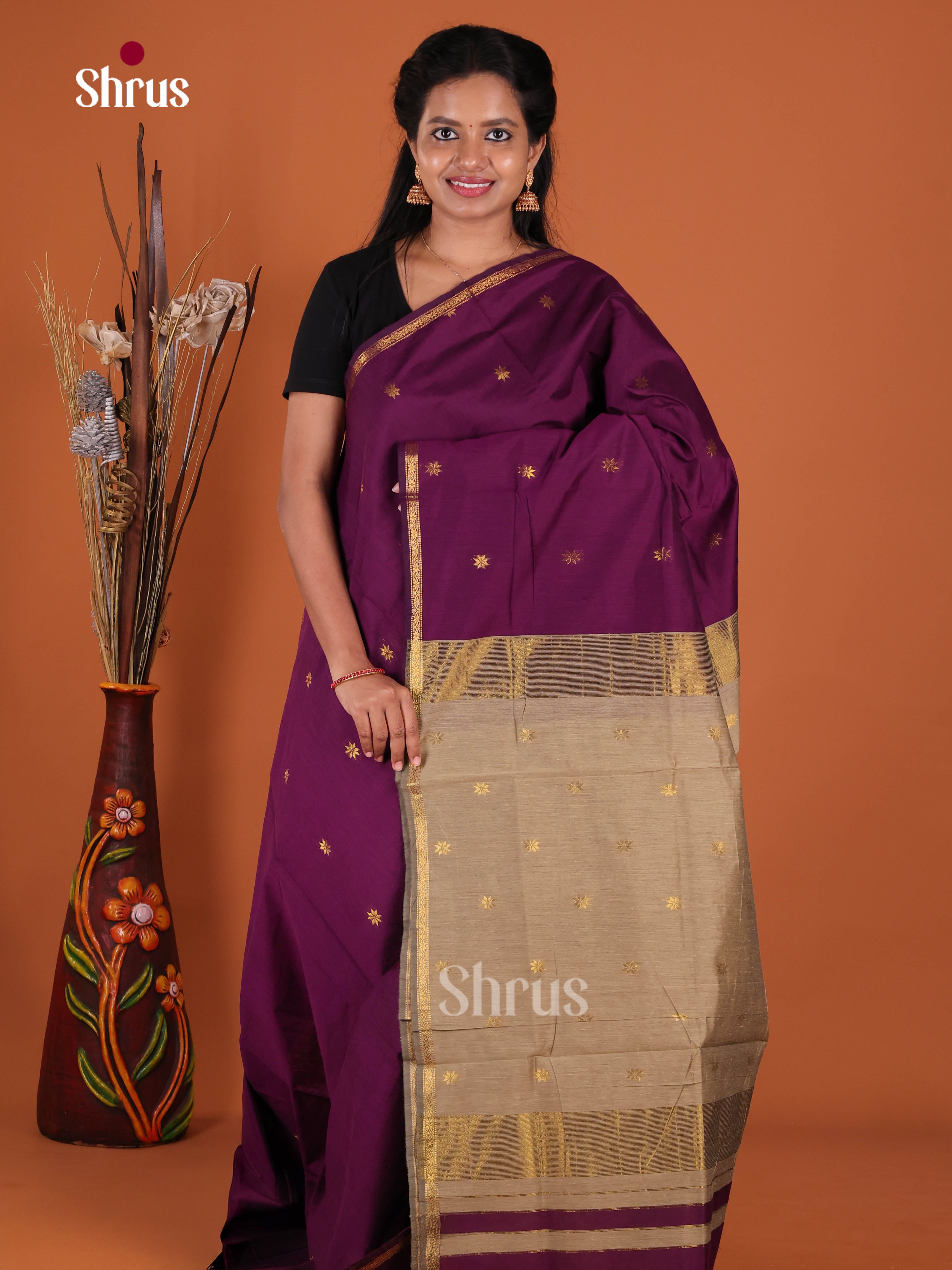 DJS24341 - Semi Maheshwari Saree - Shop on Shrus.com
