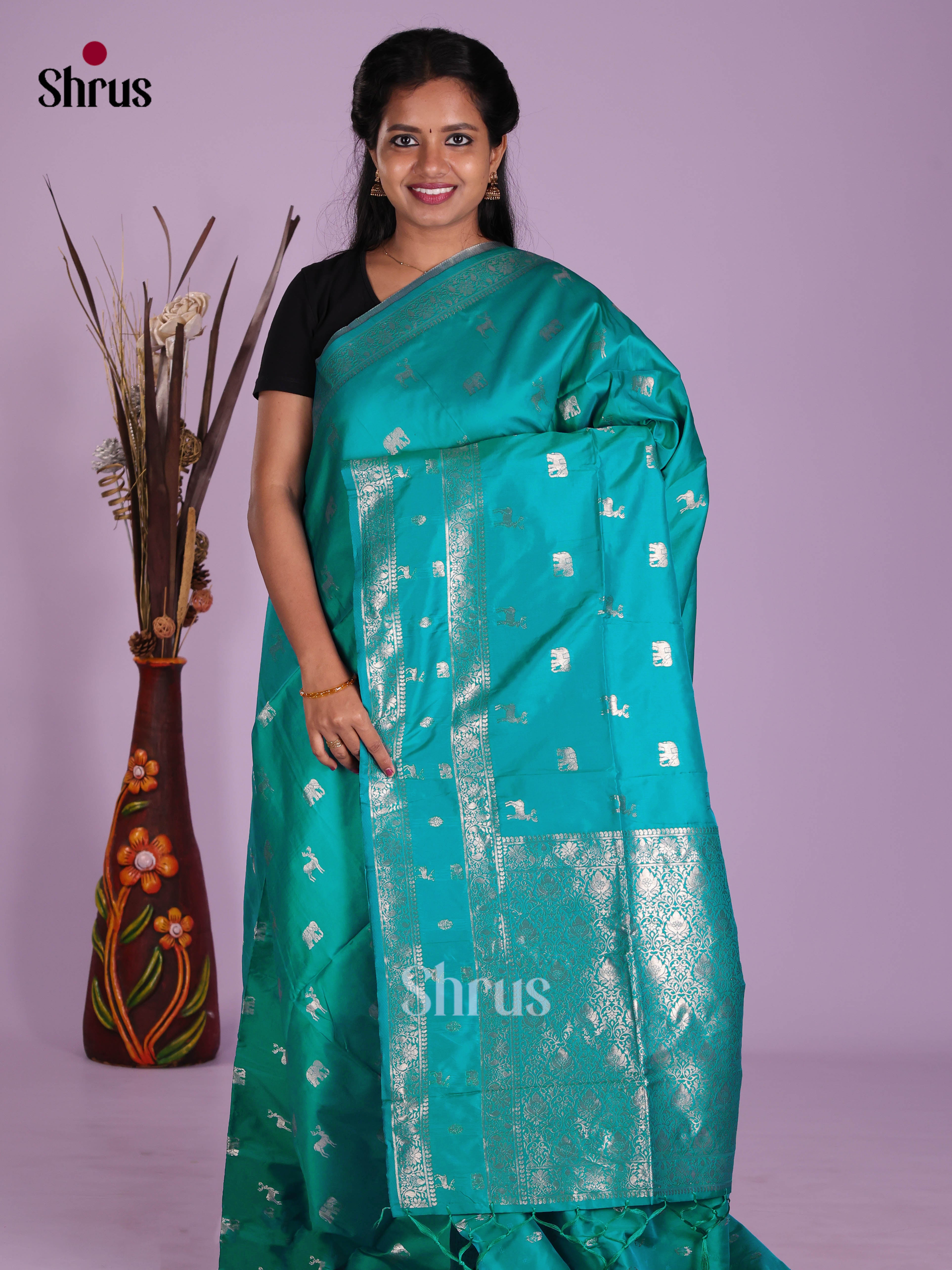 Blue - Semi Softsilk Saree
