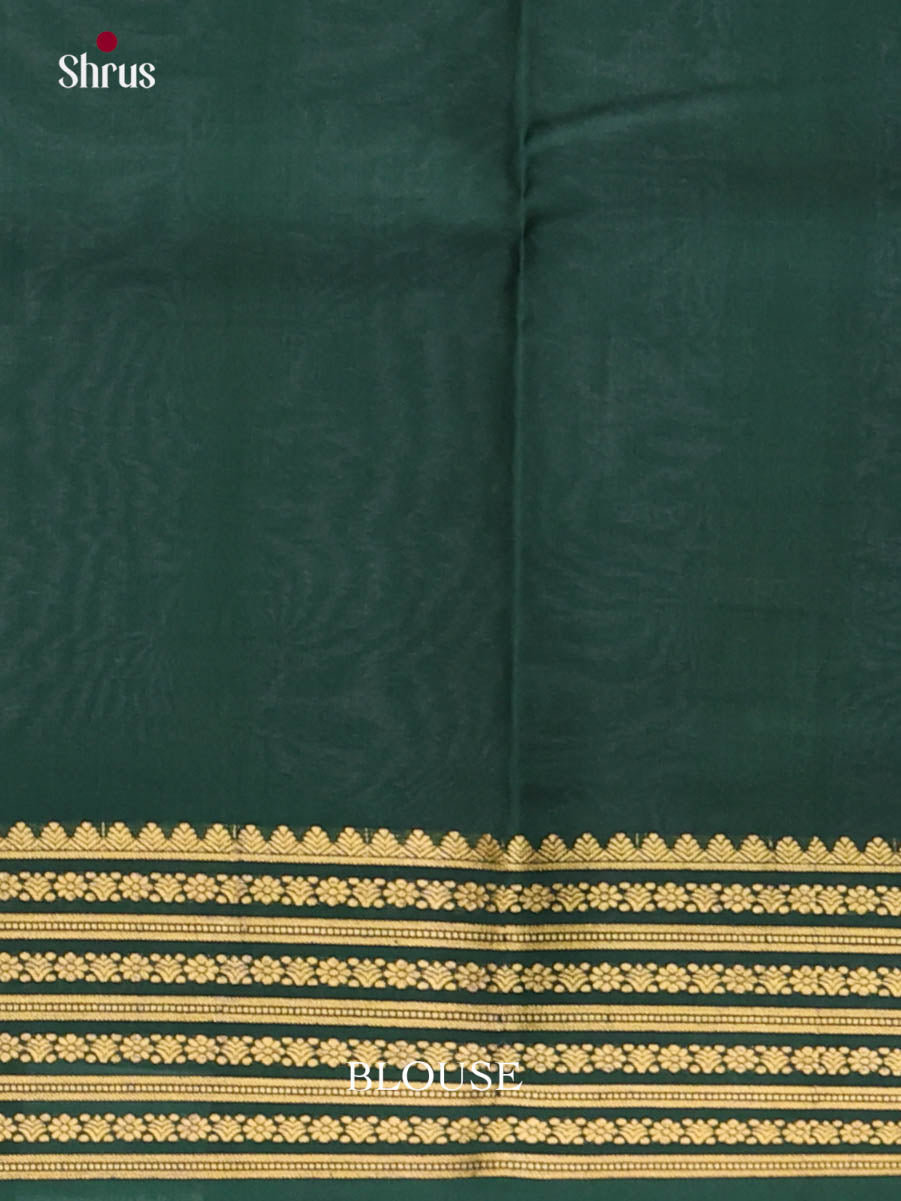 Stunning Red & Green Mysore Silk Saree with traditional zari striped pallu - Shop on Shrus.com