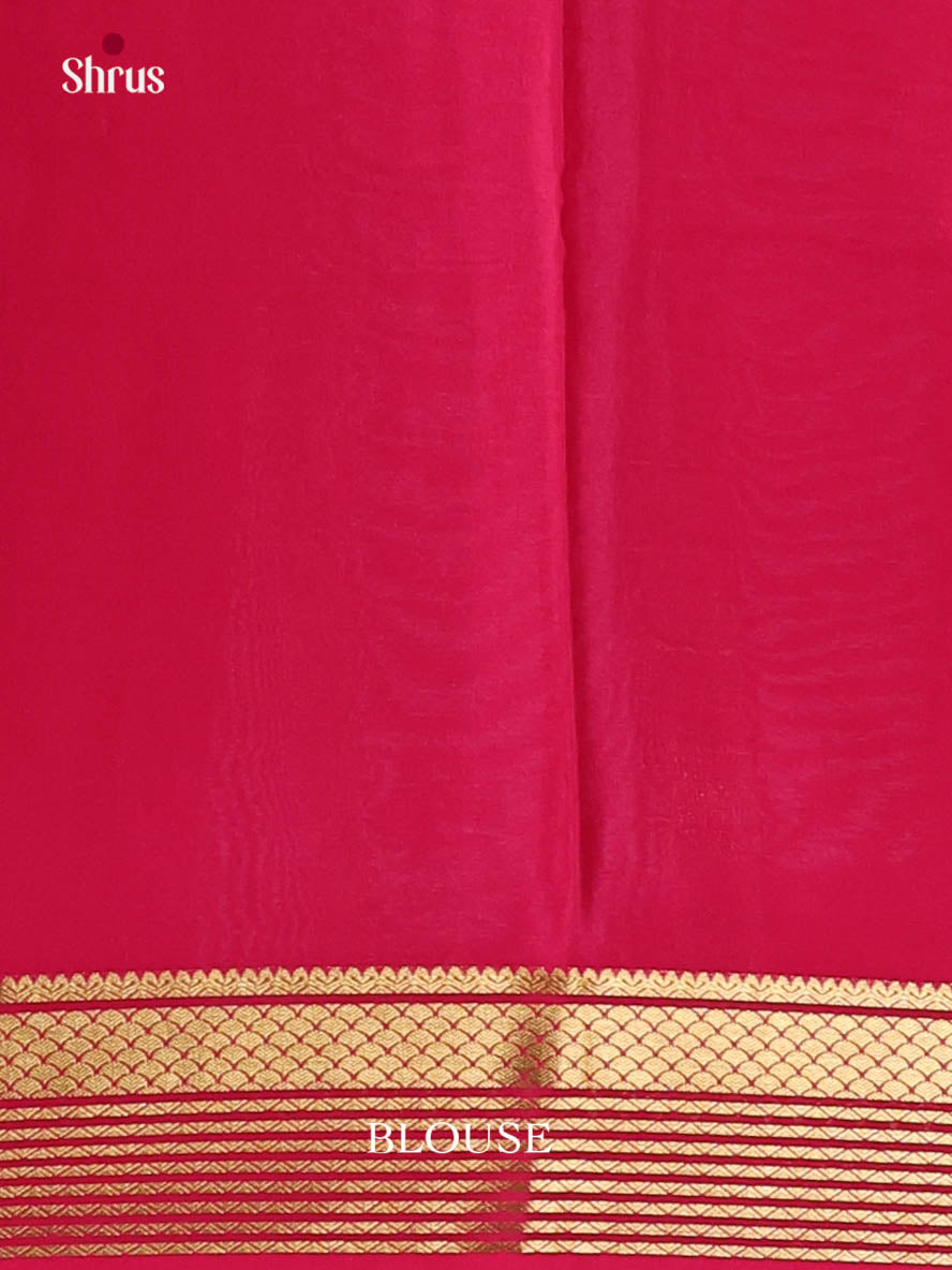Beautiful Parrot Green & Red Mysore Silk Saree with contrast zari border
