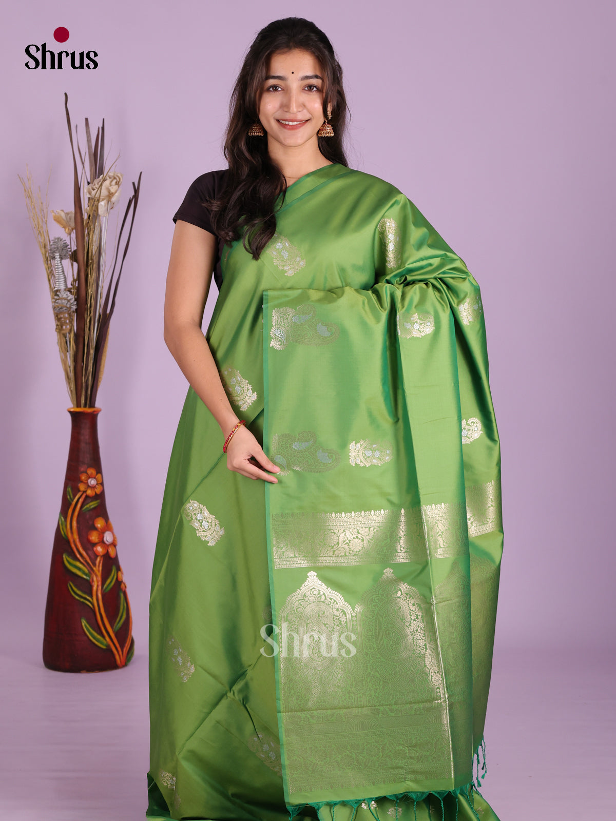 Green- Semi Softsilk Saree