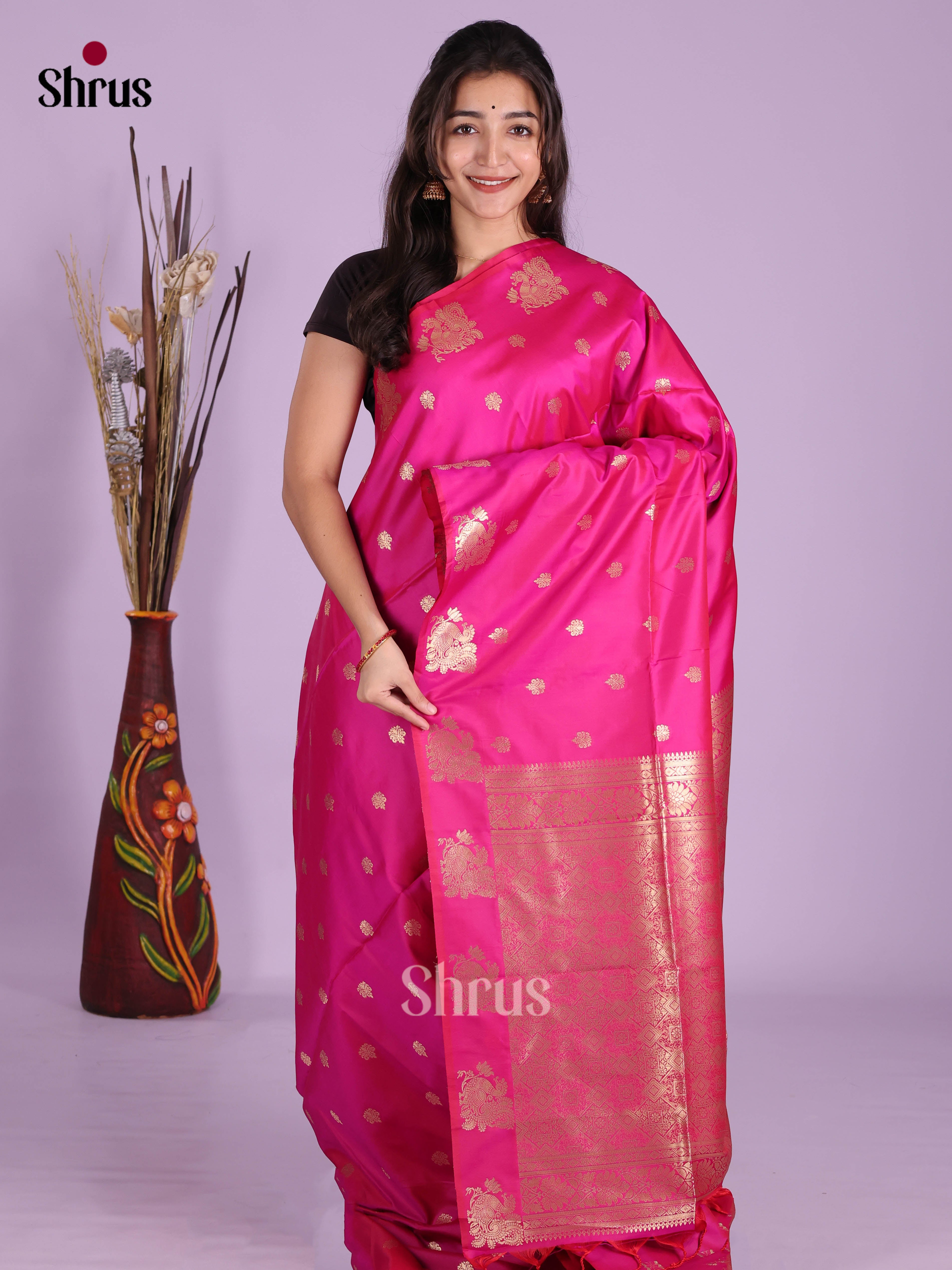 Deep Pink - Semi Softsilk Saree