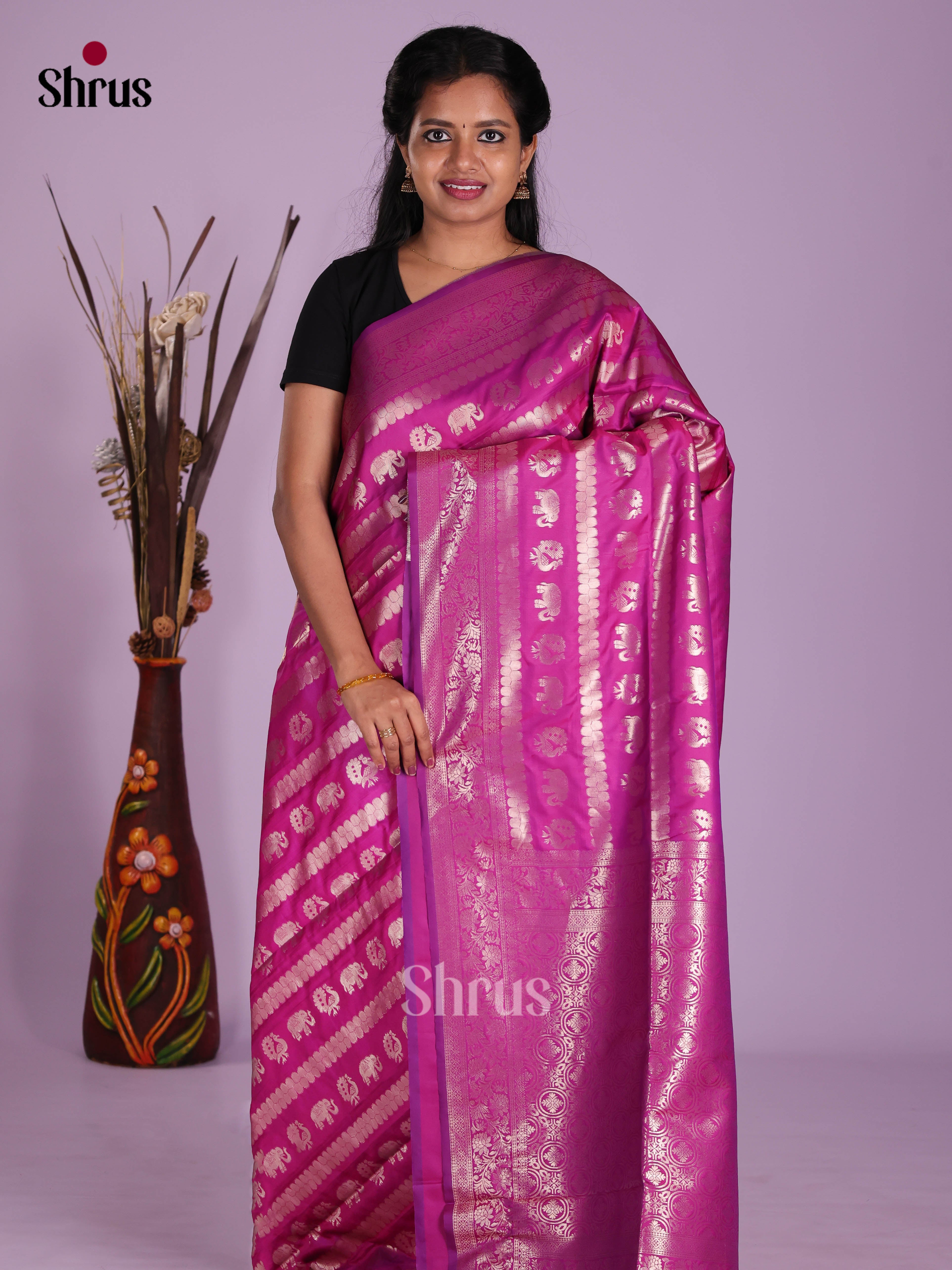 Purple- Semi Softsilk Saree