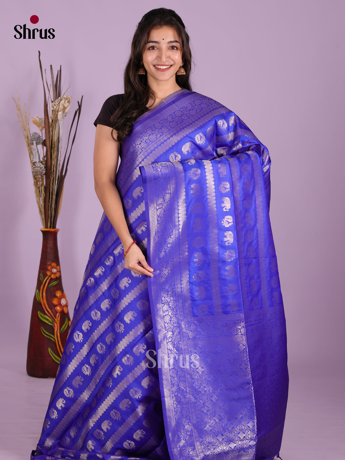 Blue - Semi Softsilk Saree